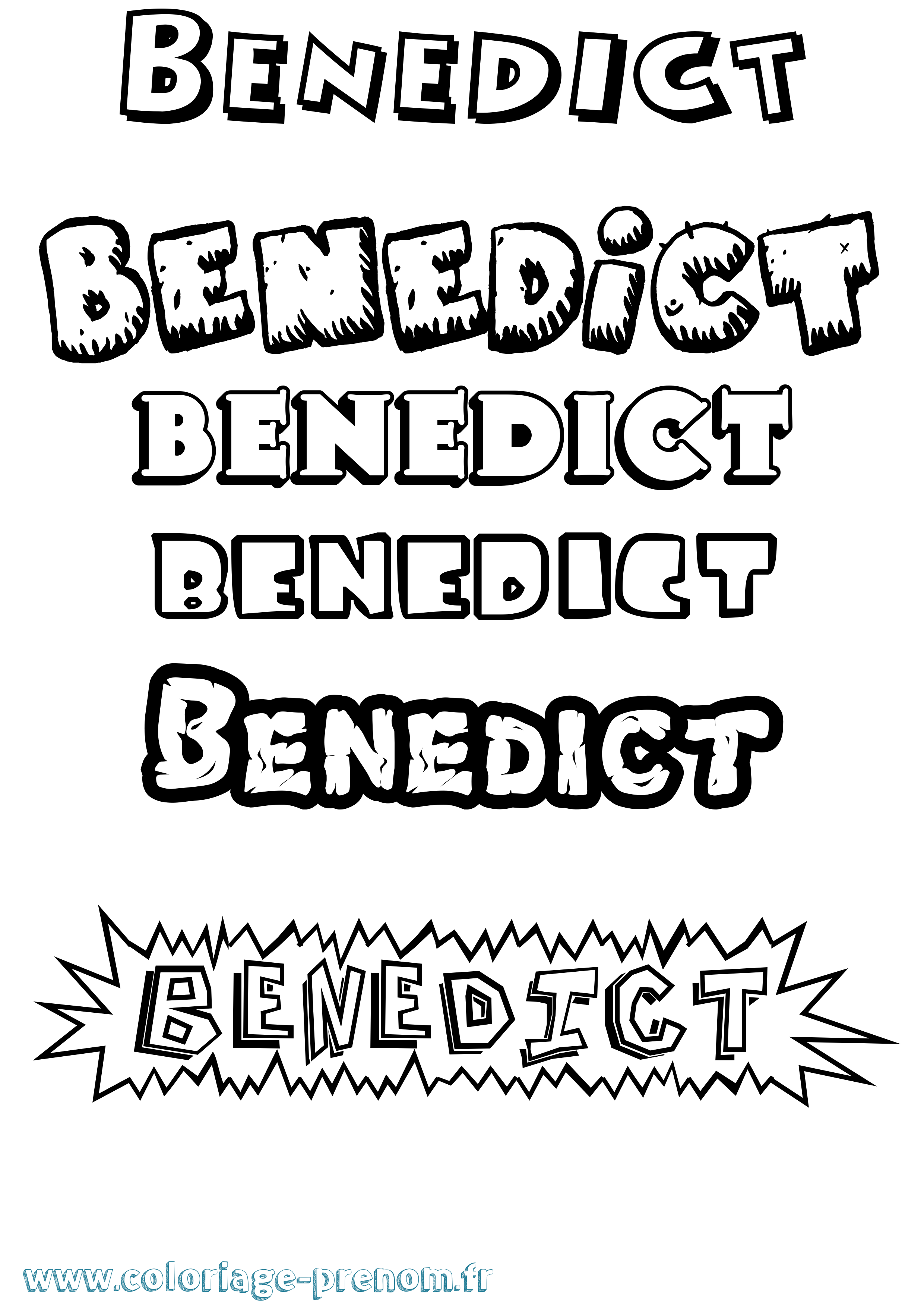 Coloriage Benedict Dessin Animé Coloriage prénom Benedict Dessin Animé