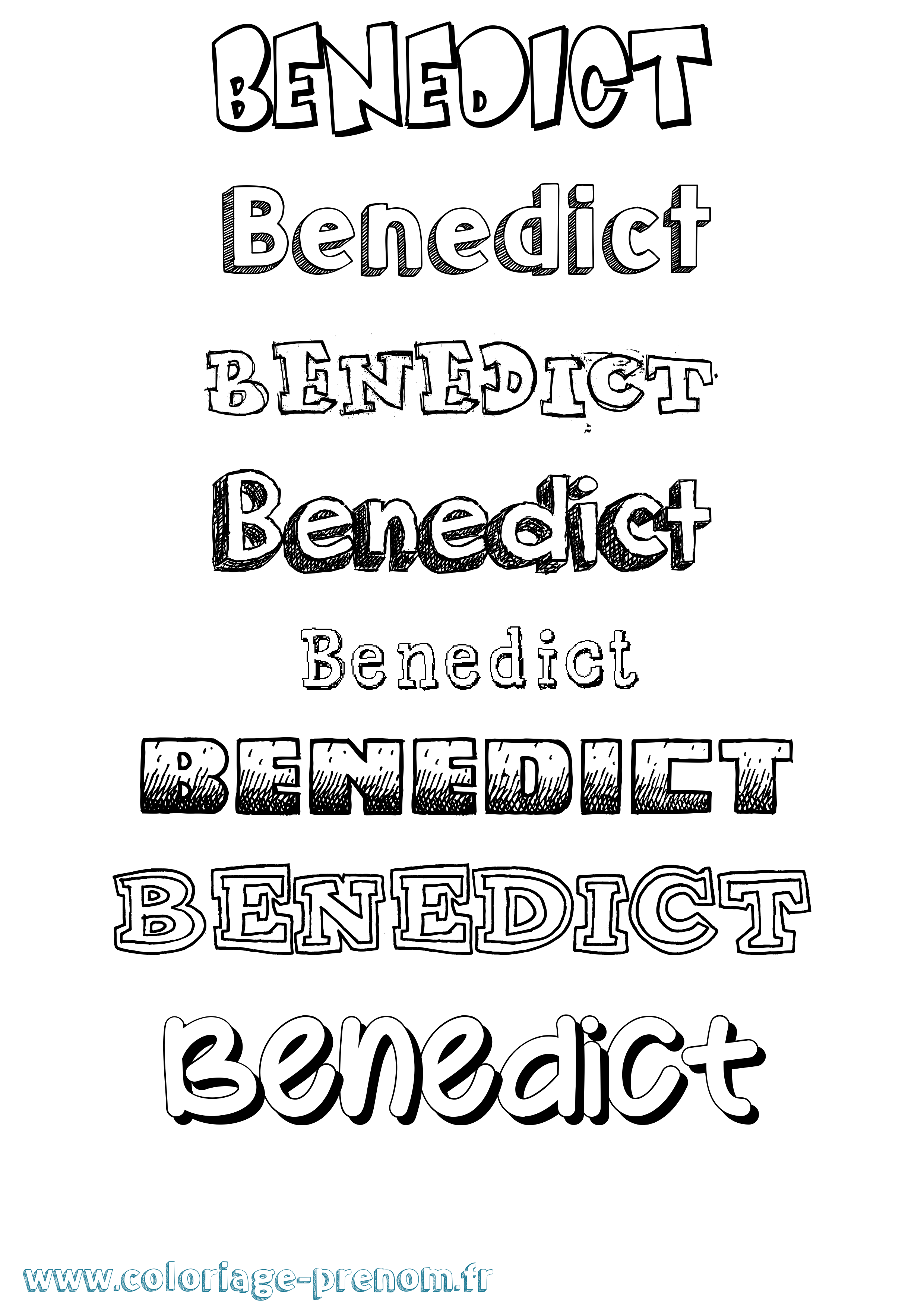 Coloriage Benedict Dessiné Coloriage prénom Benedict Dessiné