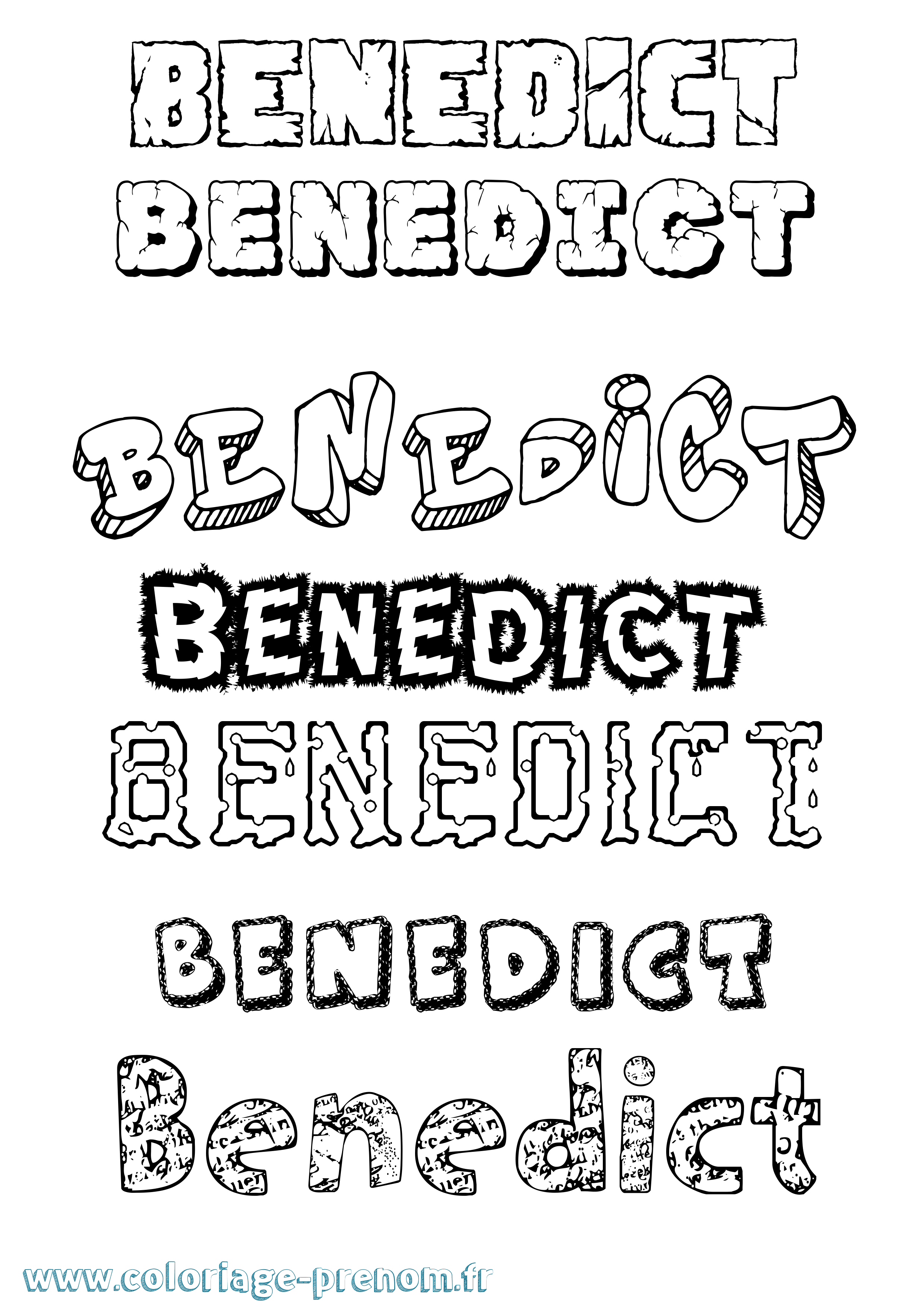 Coloriage Benedict Destructuré Coloriage prénom Benedict Destructuré