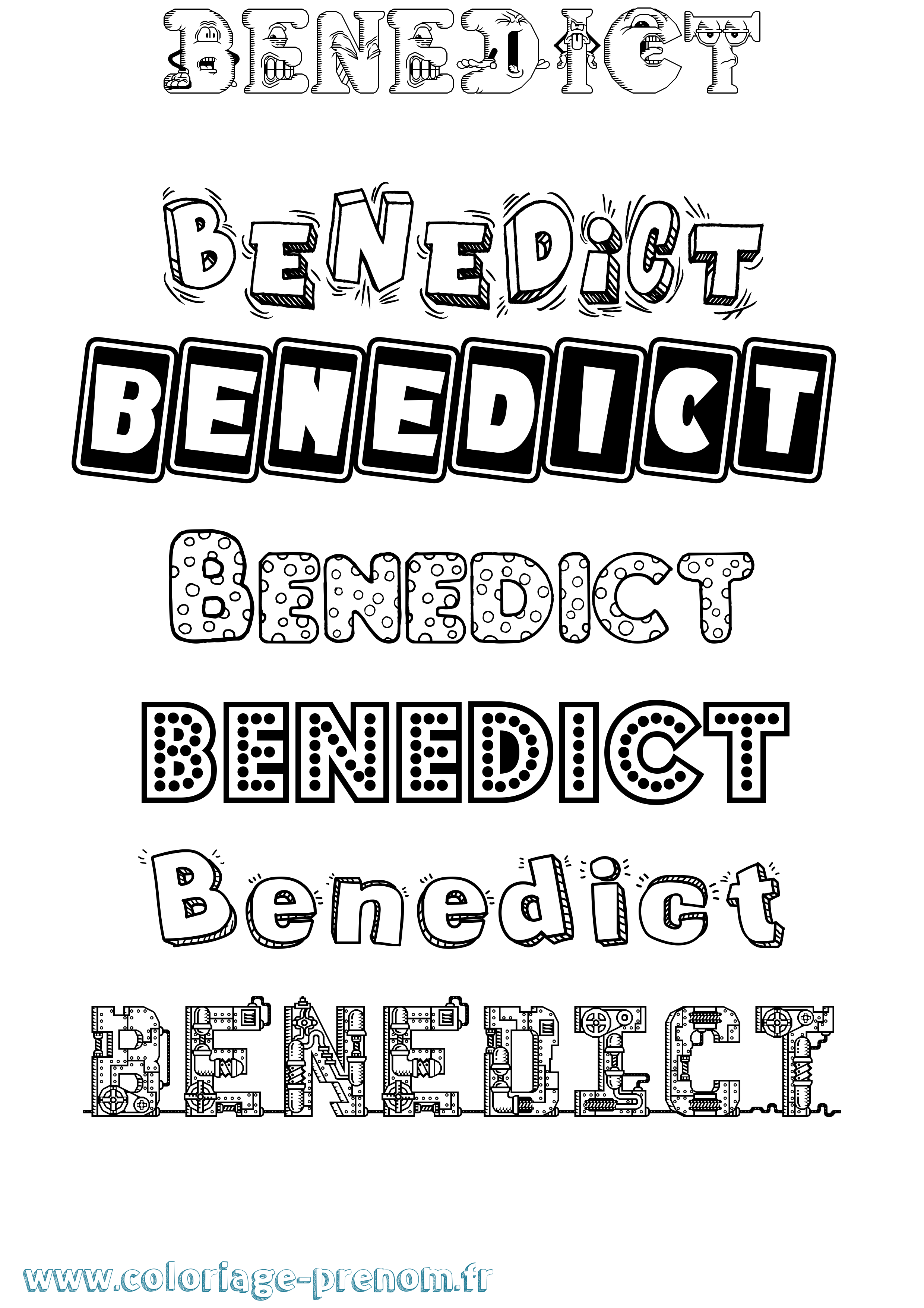 Coloriage Benedict Fun Coloriage prénom Benedict Fun