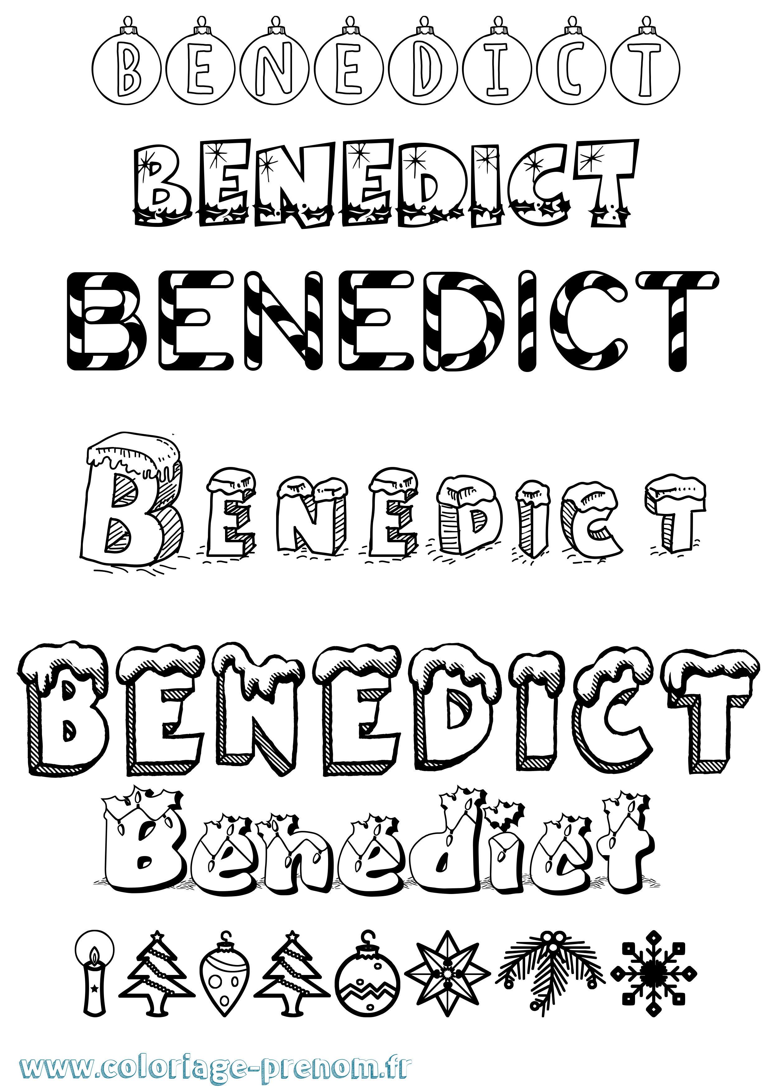 Coloriage Benedict Noël Coloriage prénom Benedict Noël