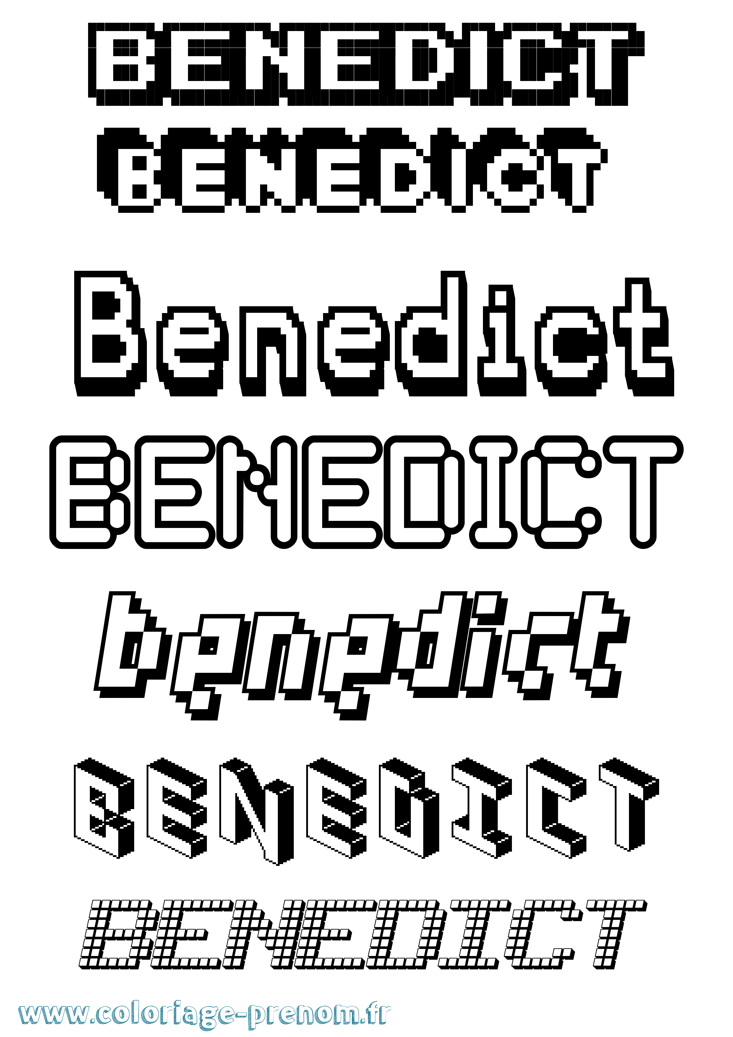 Coloriage Benedict Pixel Coloriage prénom Benedict Pixel