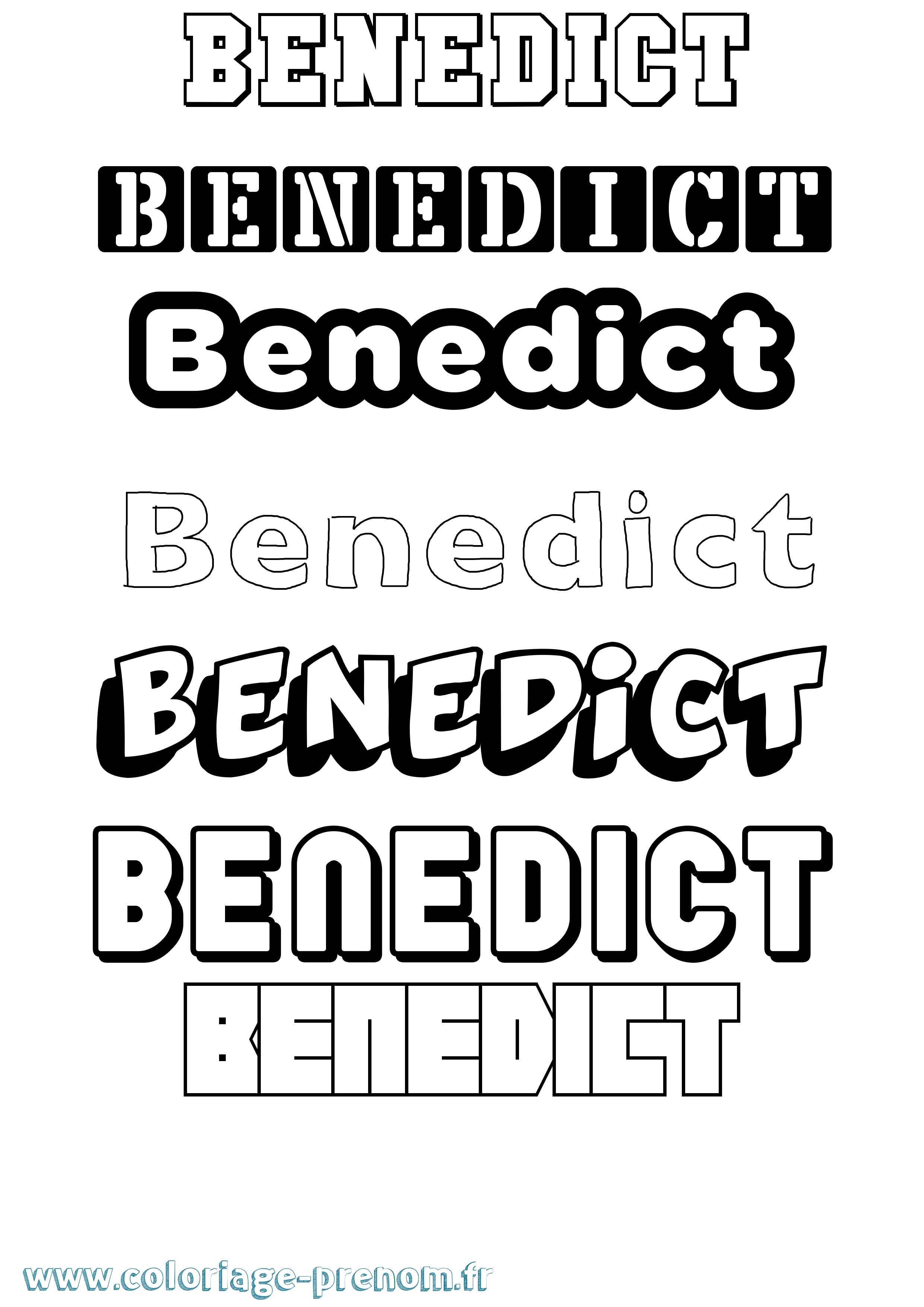 Coloriage Benedict Simple Coloriage prénom Benedict Simple