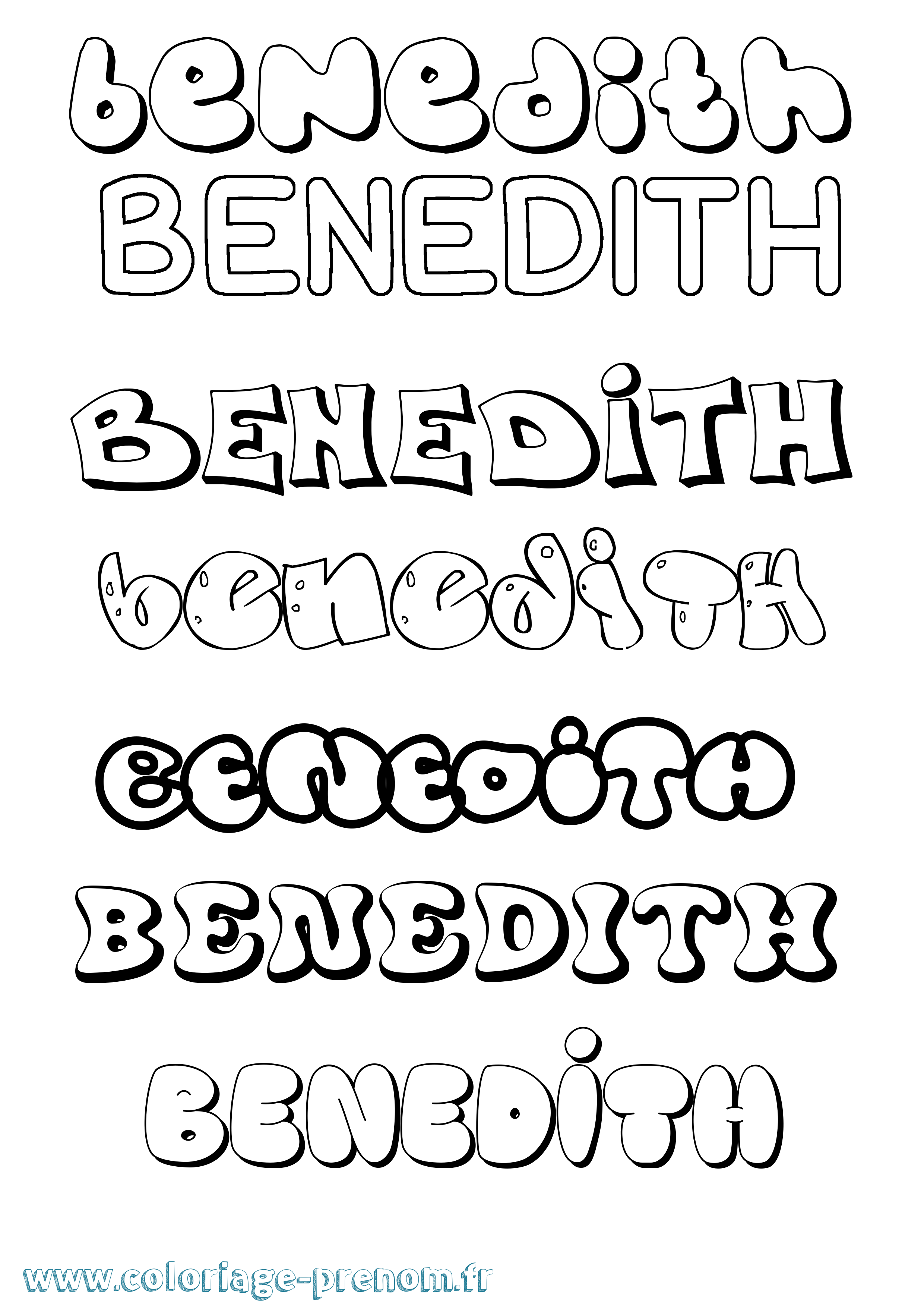 Coloriage Benedith Bubble Coloriage prénom Benedith Bubble