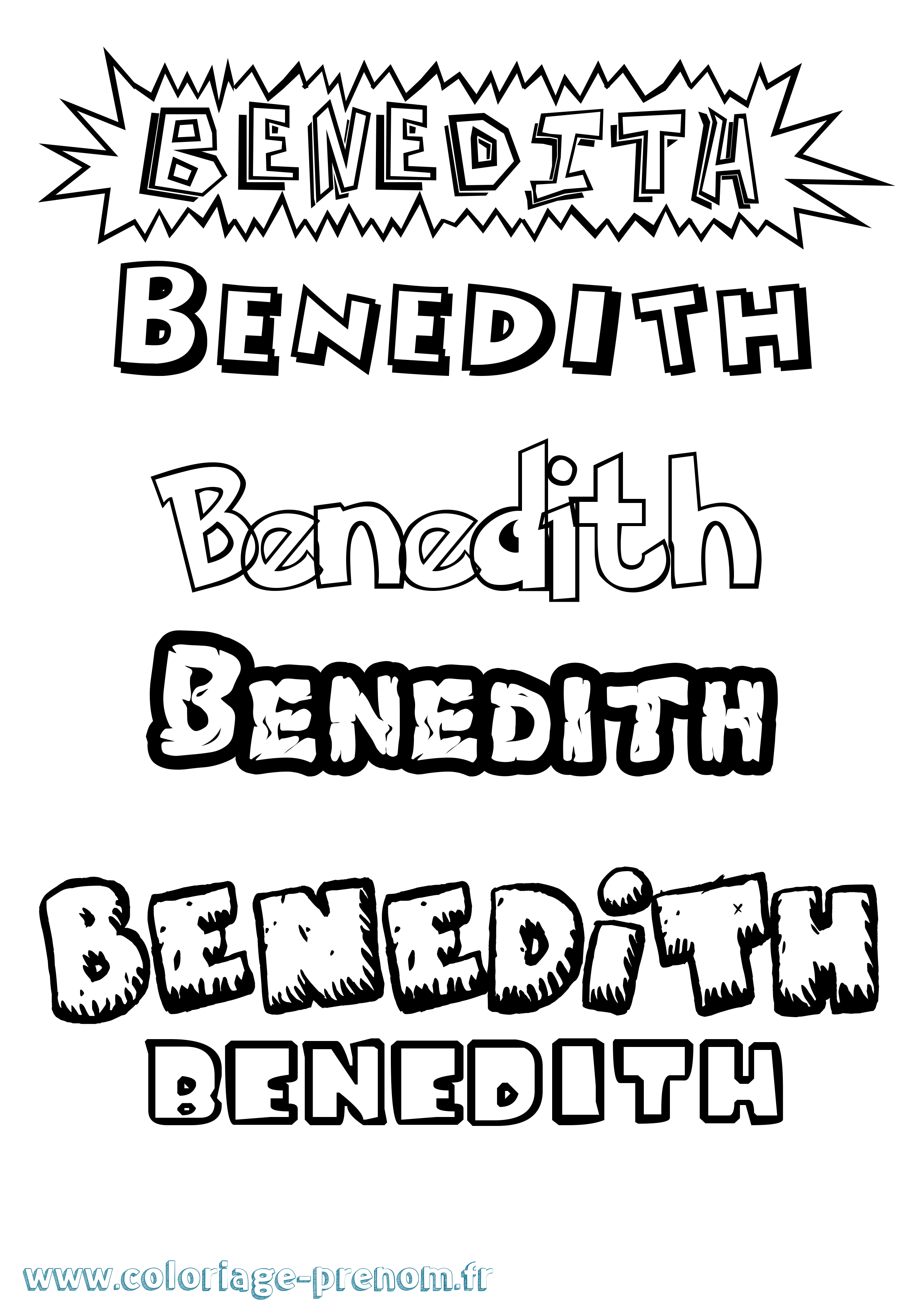 Coloriage Benedith Dessin Animé Coloriage prénom Benedith Dessin Animé