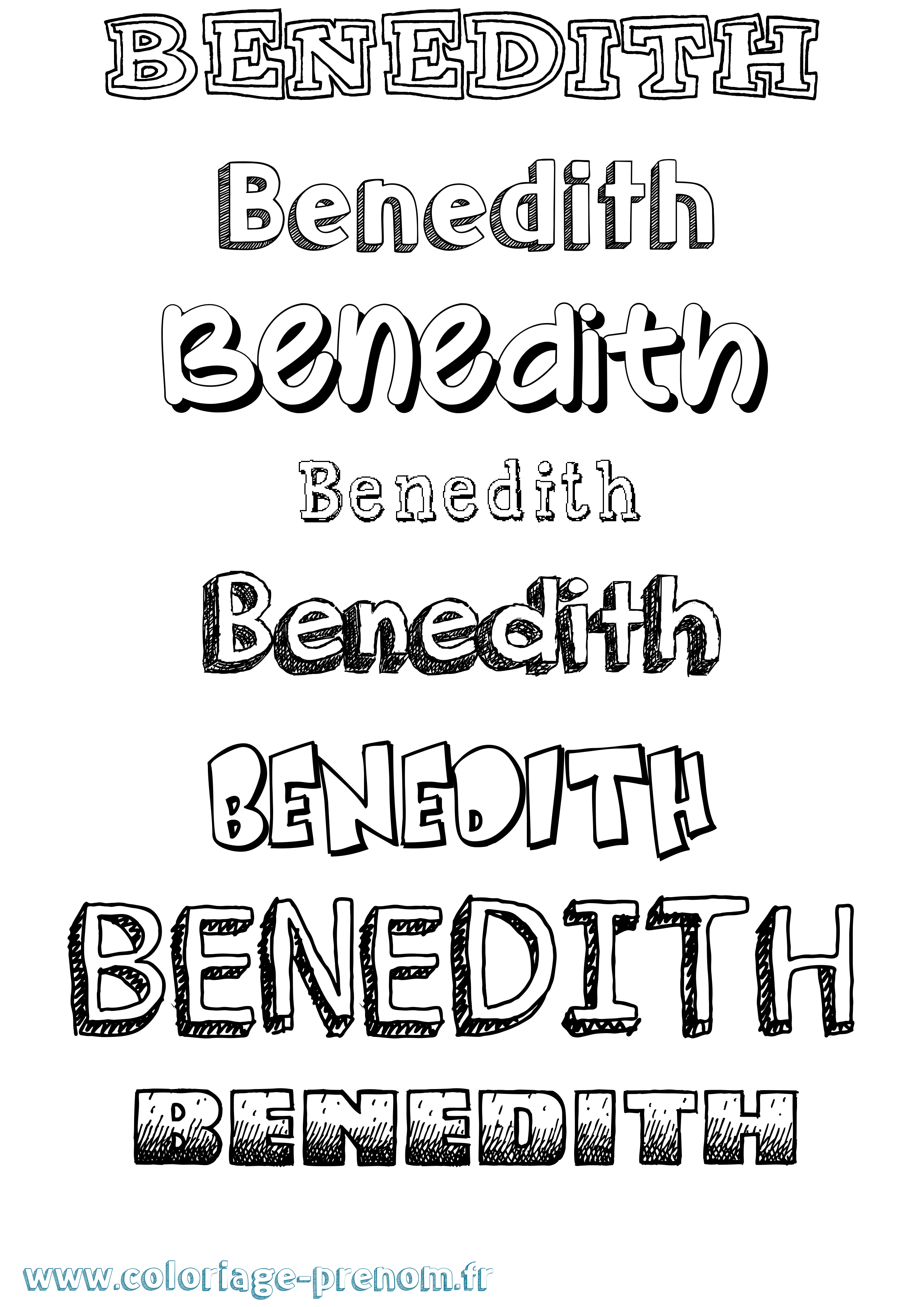 Coloriage Benedith Dessiné Coloriage prénom Benedith Dessiné