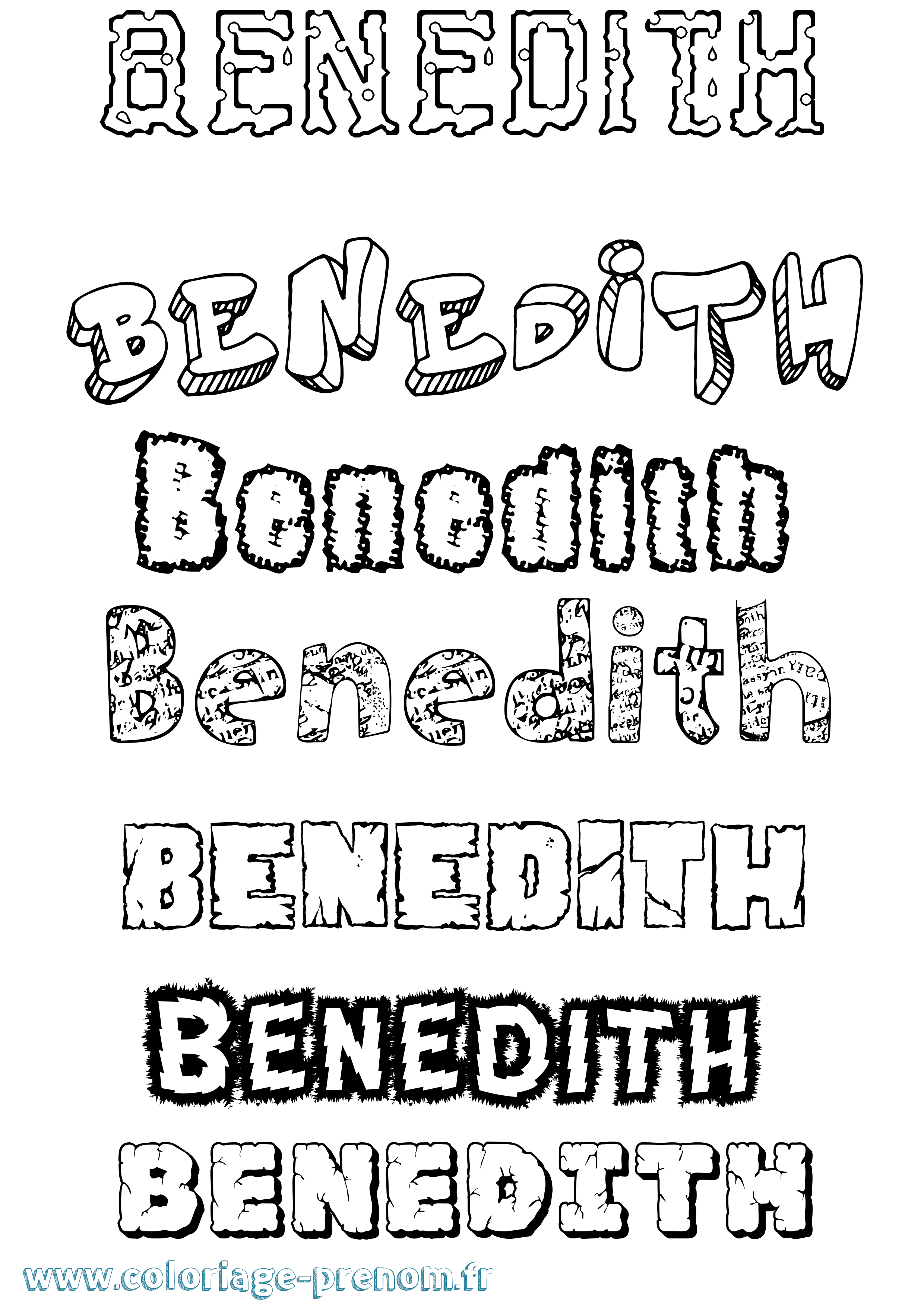 Coloriage Benedith Destructuré Coloriage prénom Benedith Destructuré