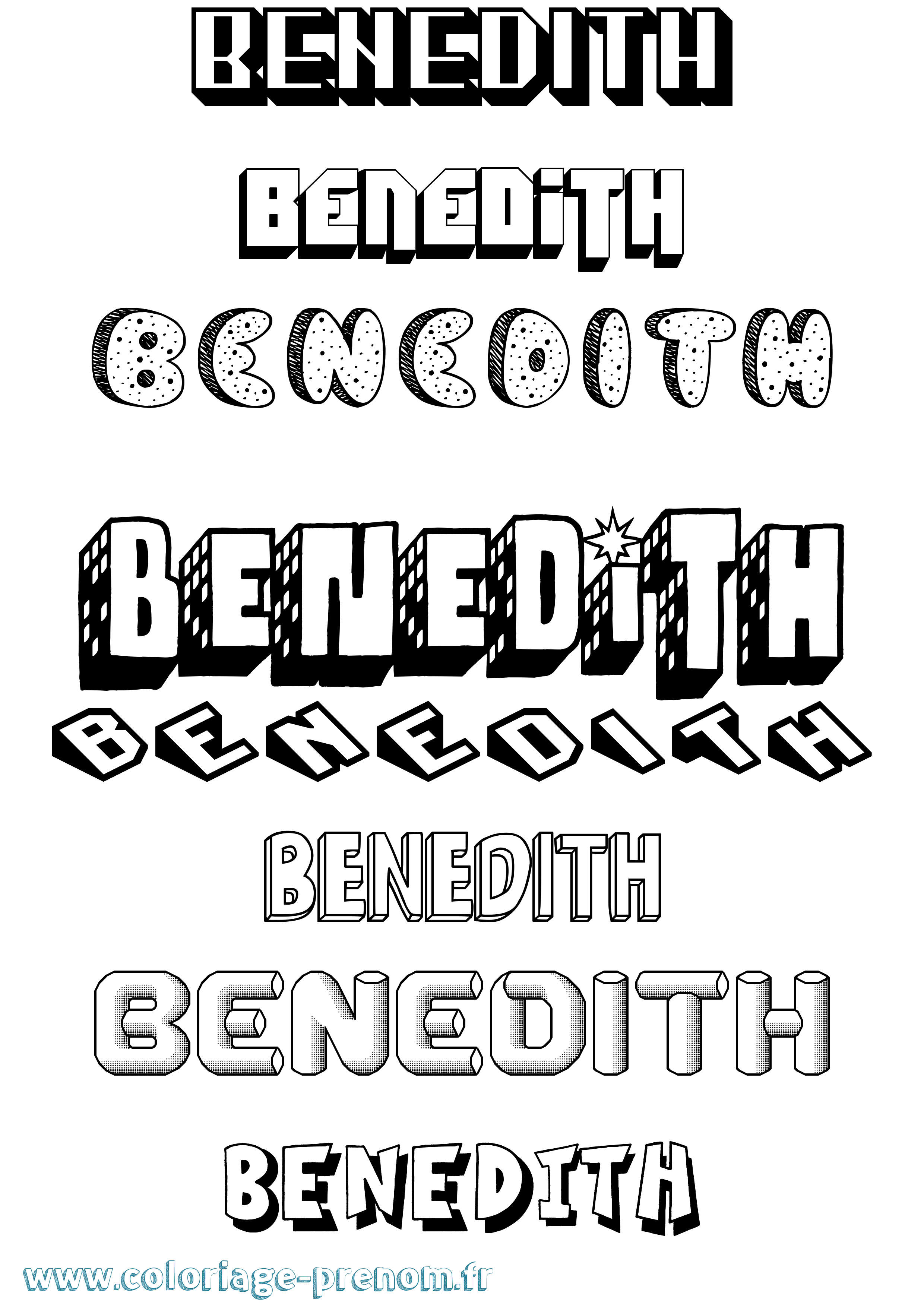 Coloriage Benedith Effet 3D Coloriage prénom Benedith Effet 3D