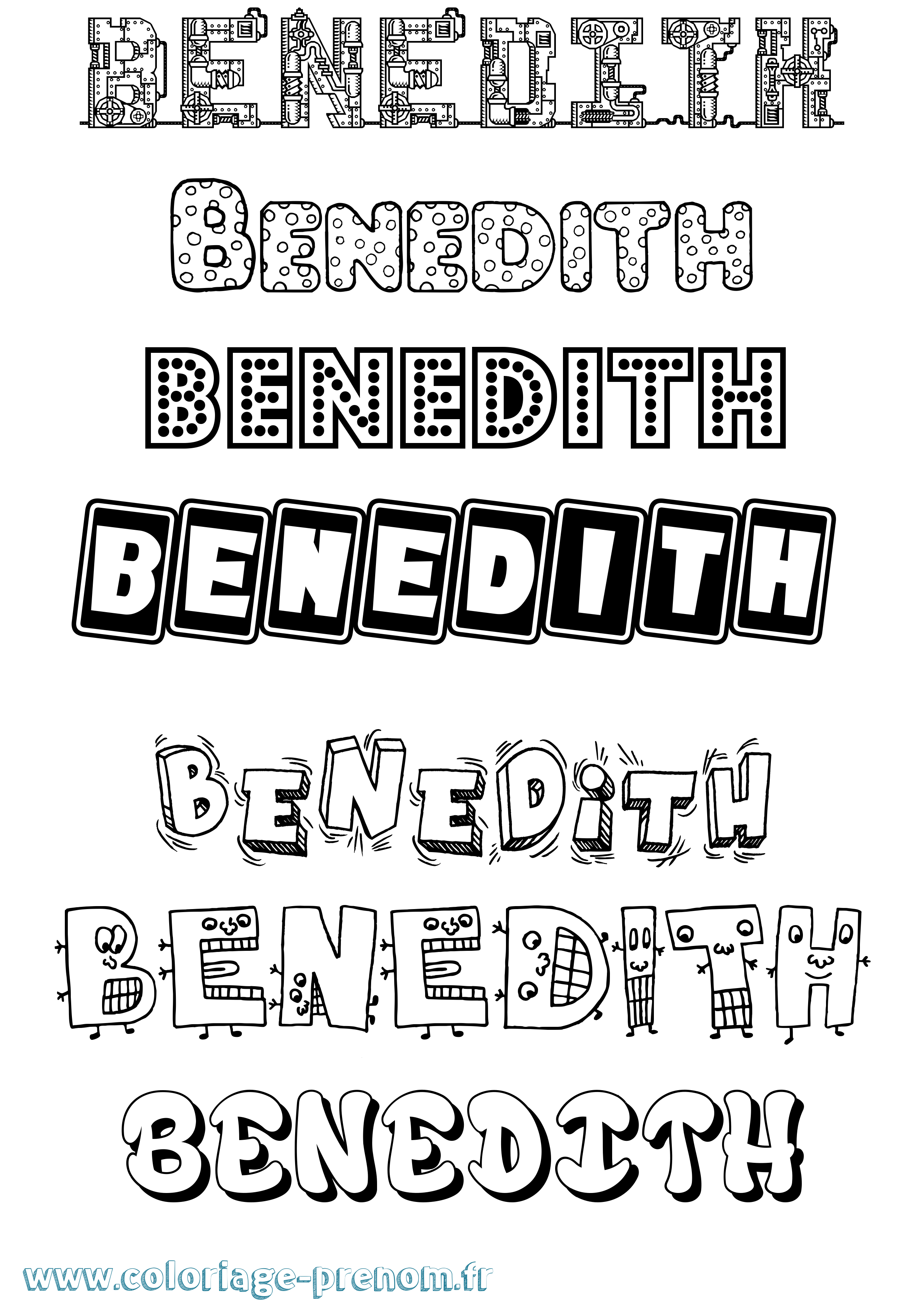 Coloriage Benedith Fun Coloriage prénom Benedith Fun