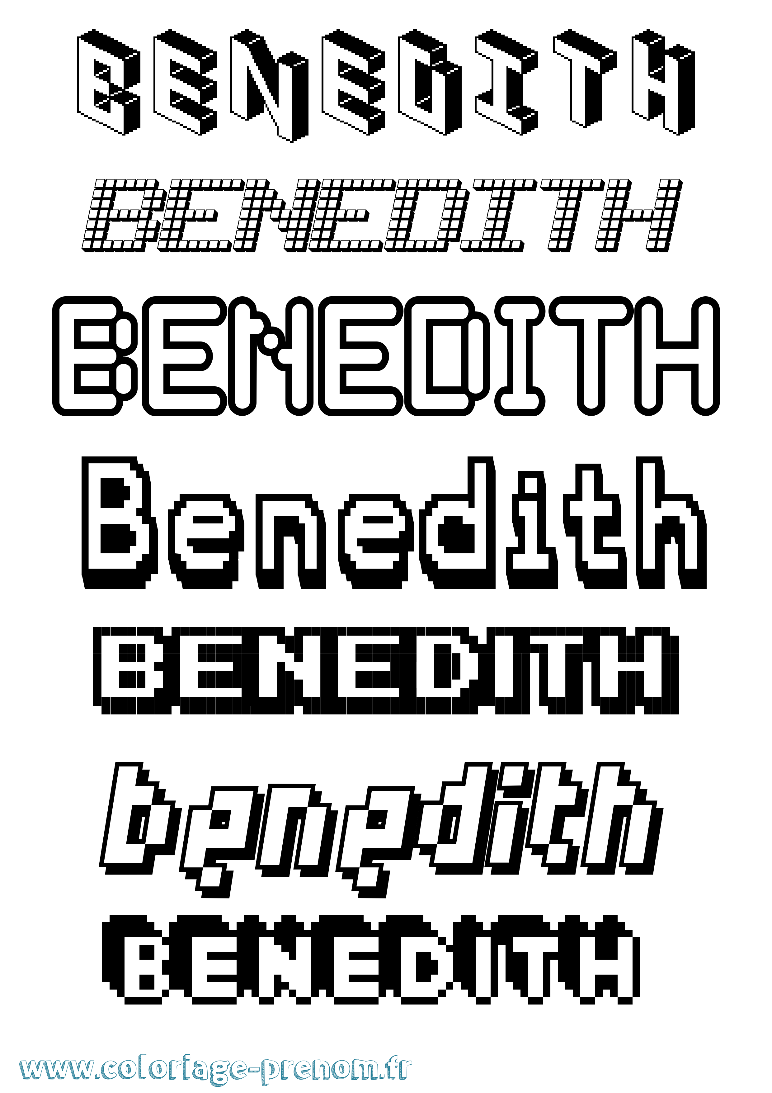 Coloriage Benedith Pixel Coloriage prénom Benedith Pixel