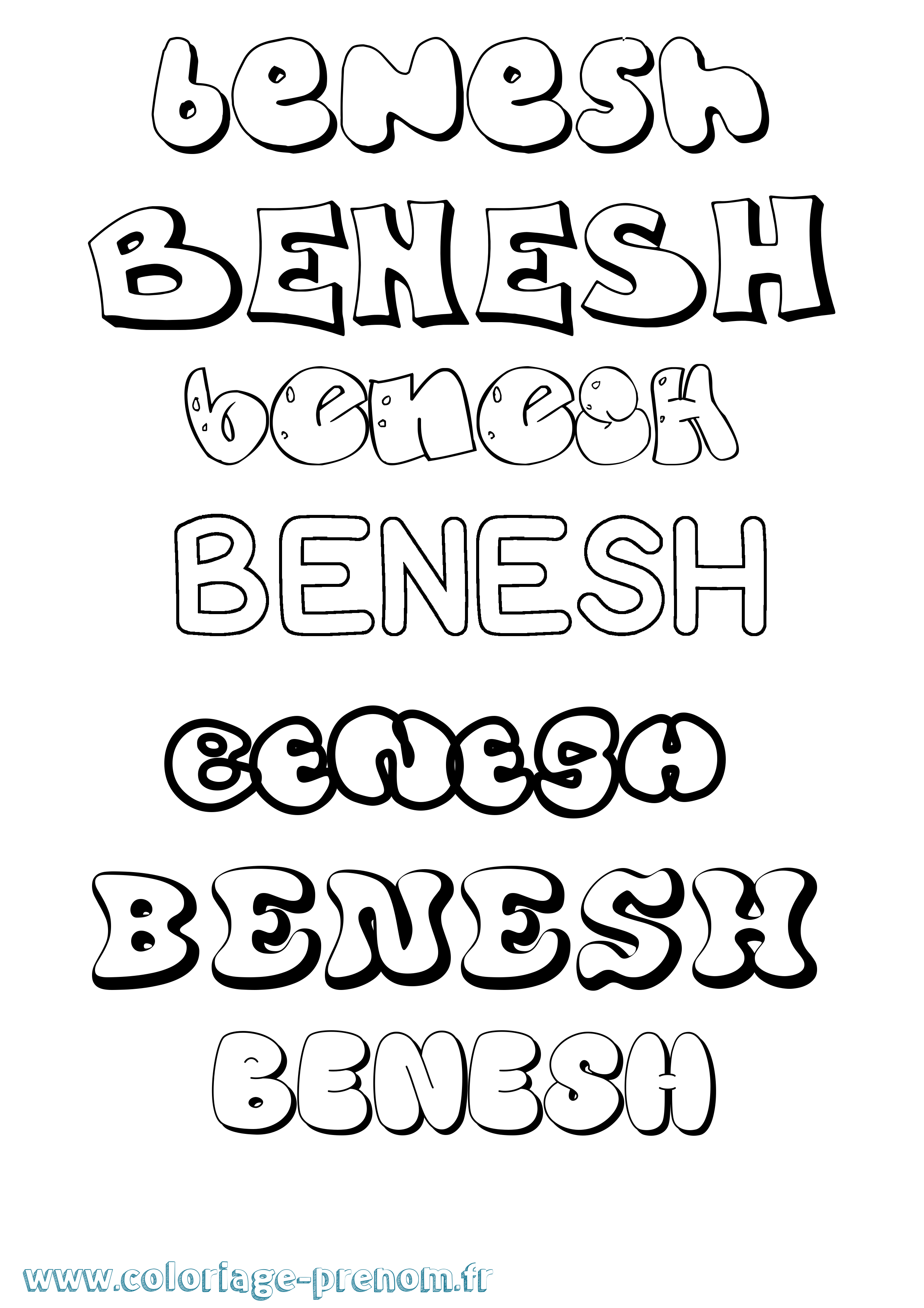 Coloriage Benesh Bubble Coloriage prénom Benesh Bubble