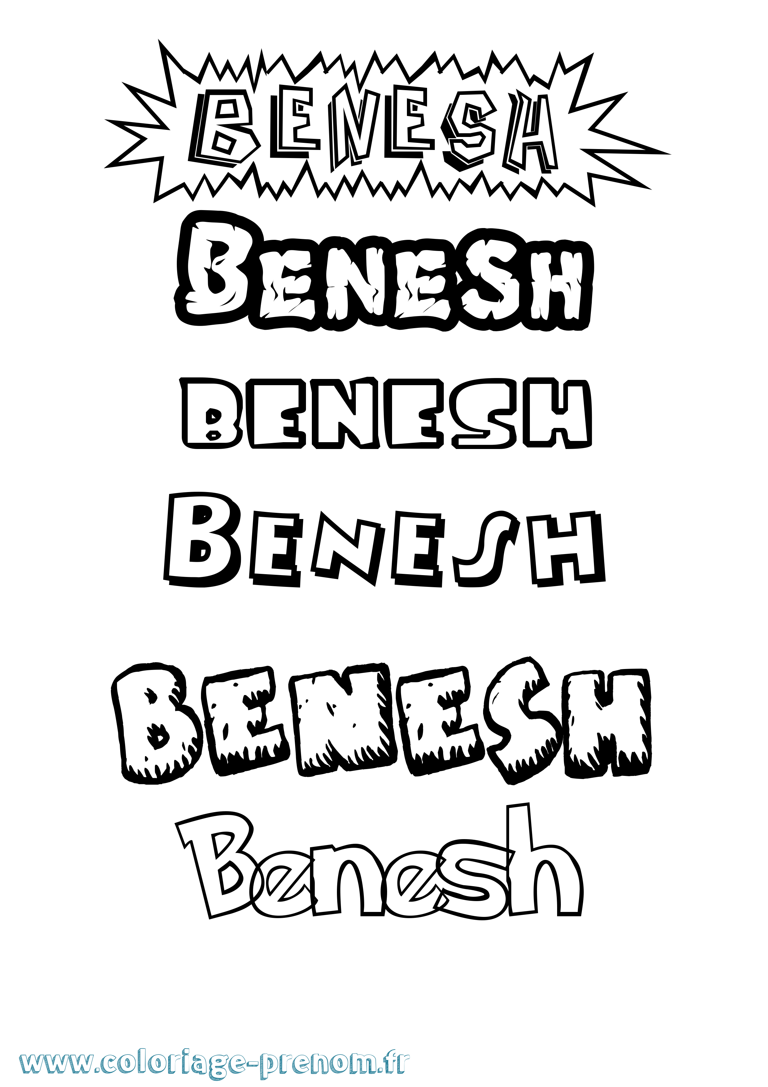 Coloriage Benesh Dessin Animé Coloriage prénom Benesh Dessin Animé