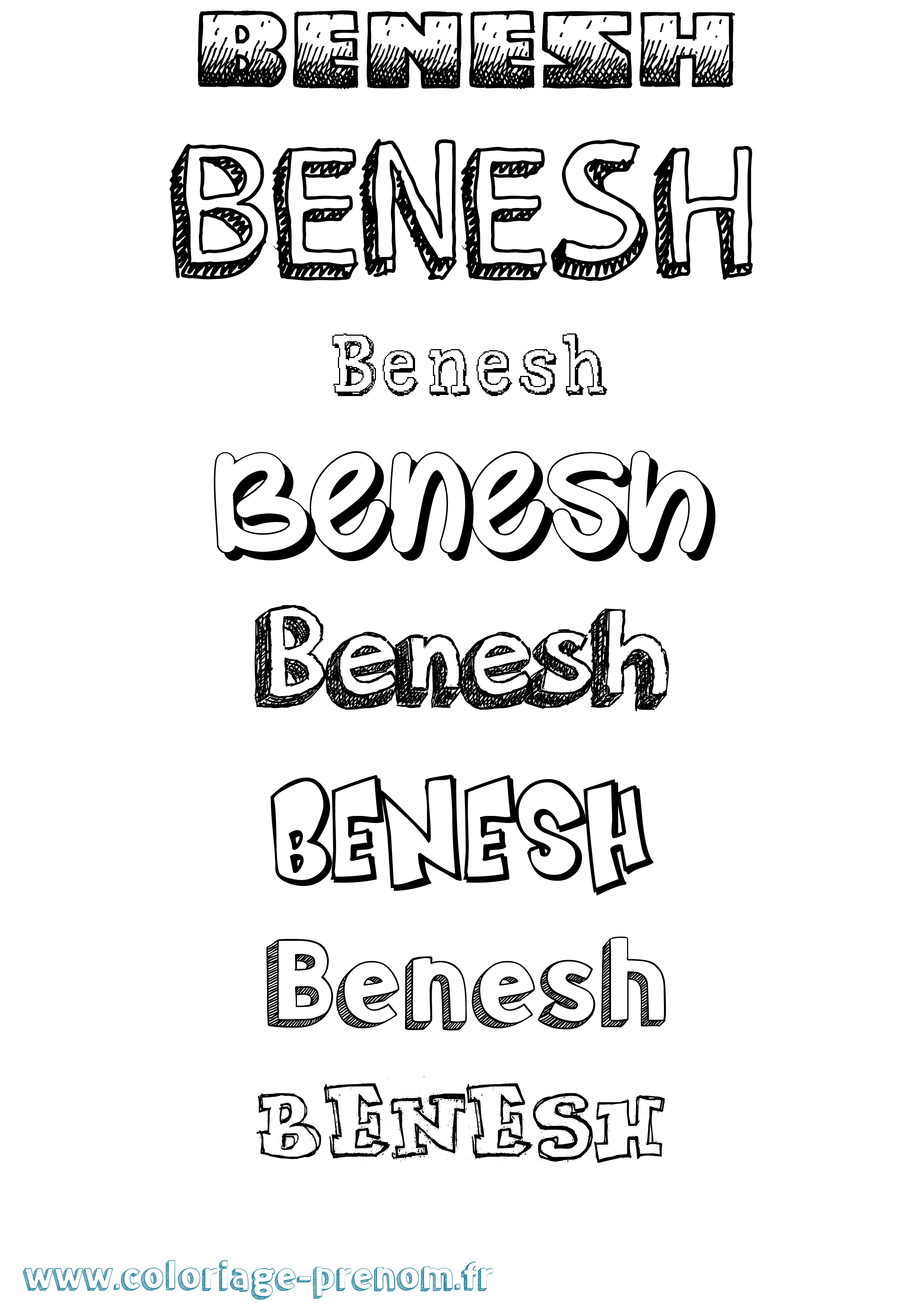 Coloriage Benesh Dessiné Coloriage prénom Benesh Dessiné