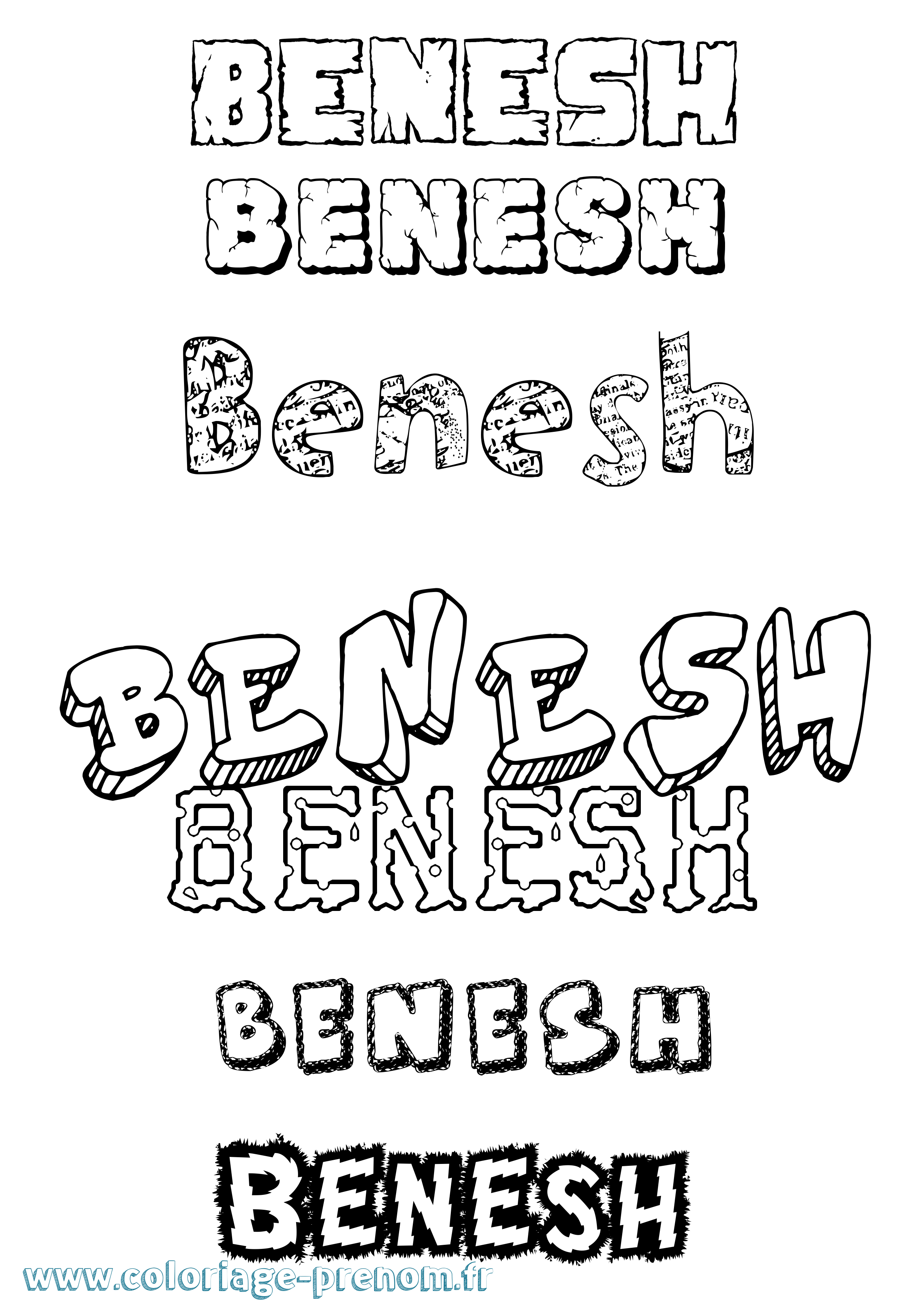 Coloriage Benesh Destructuré Coloriage prénom Benesh Destructuré