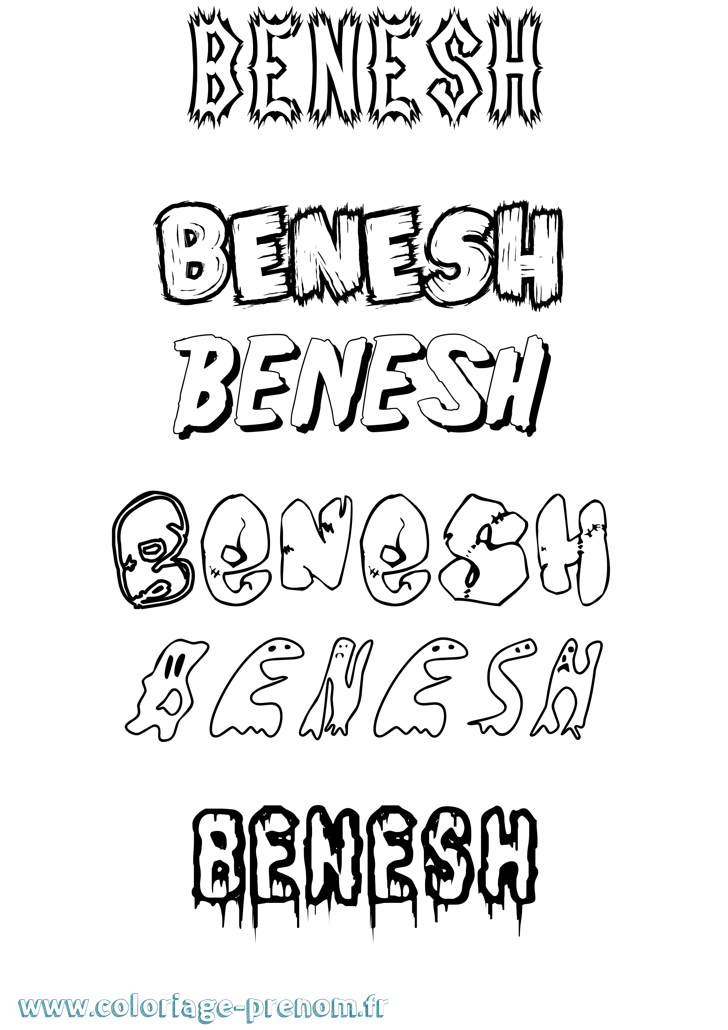 Coloriage Benesh Frisson Coloriage prénom Benesh Frisson