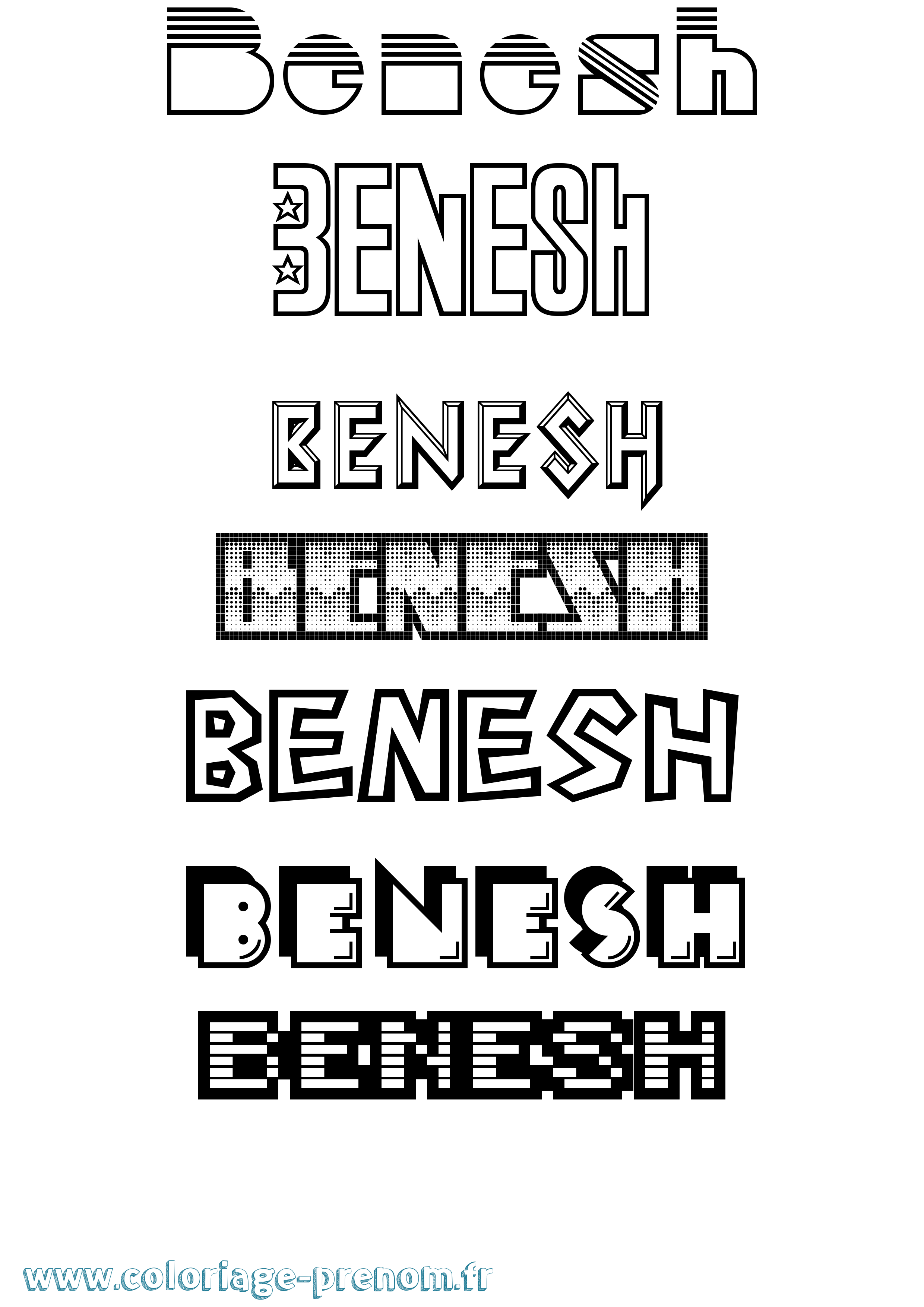 Coloriage Benesh Jeux Vidéos Coloriage prénom Benesh Jeux Vidéos
