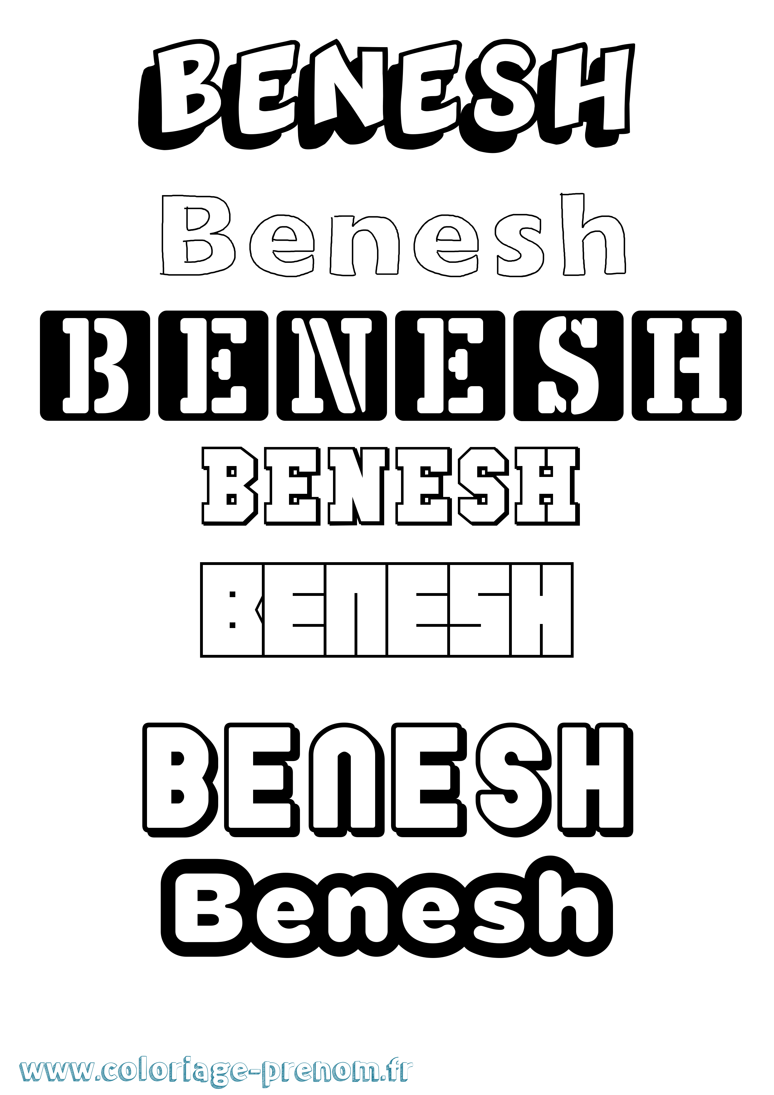 Coloriage Benesh Simple Coloriage prénom Benesh Simple