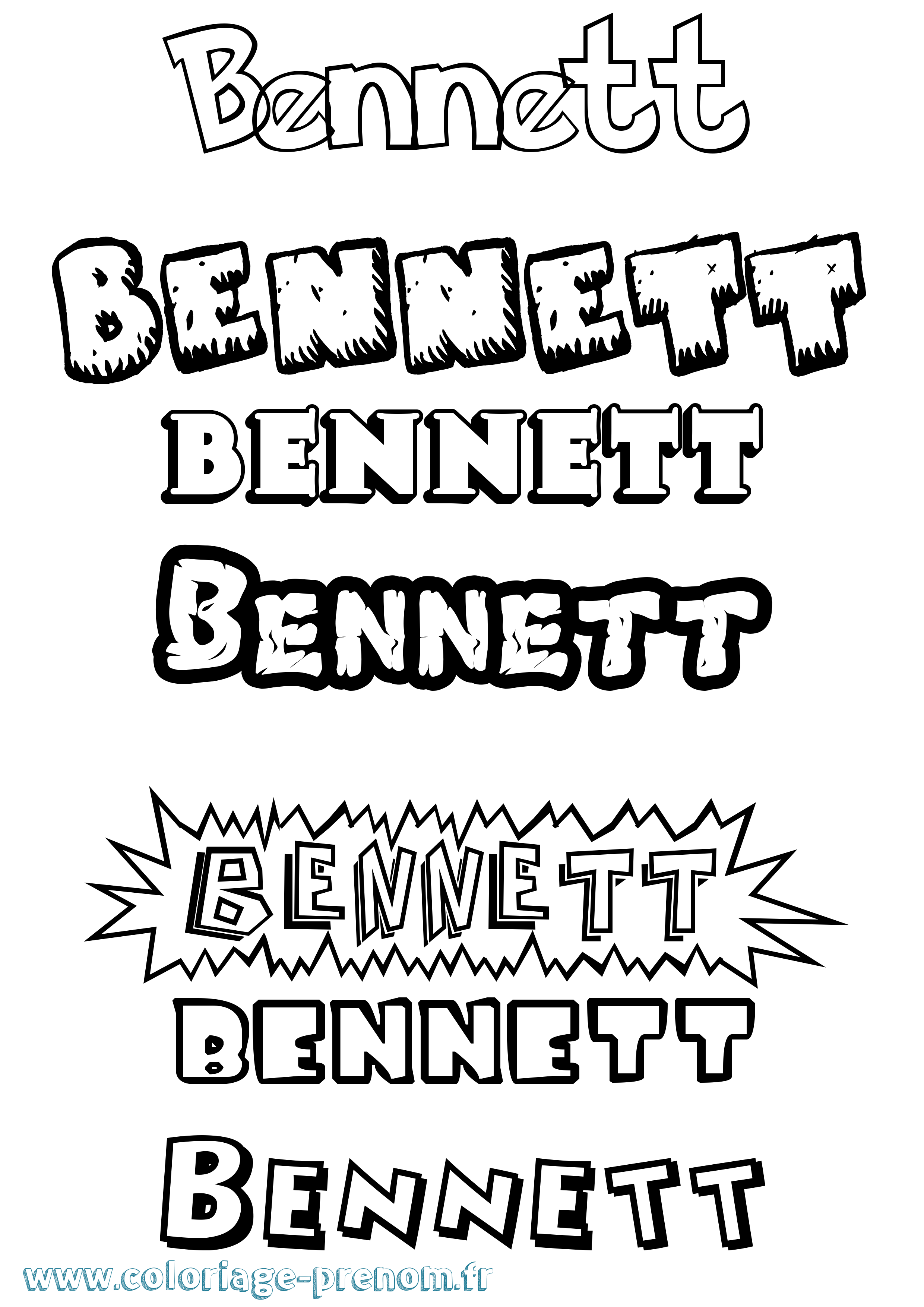 Coloriage Bennett Dessin Animé Coloriage prénom Bennett Dessin Animé
