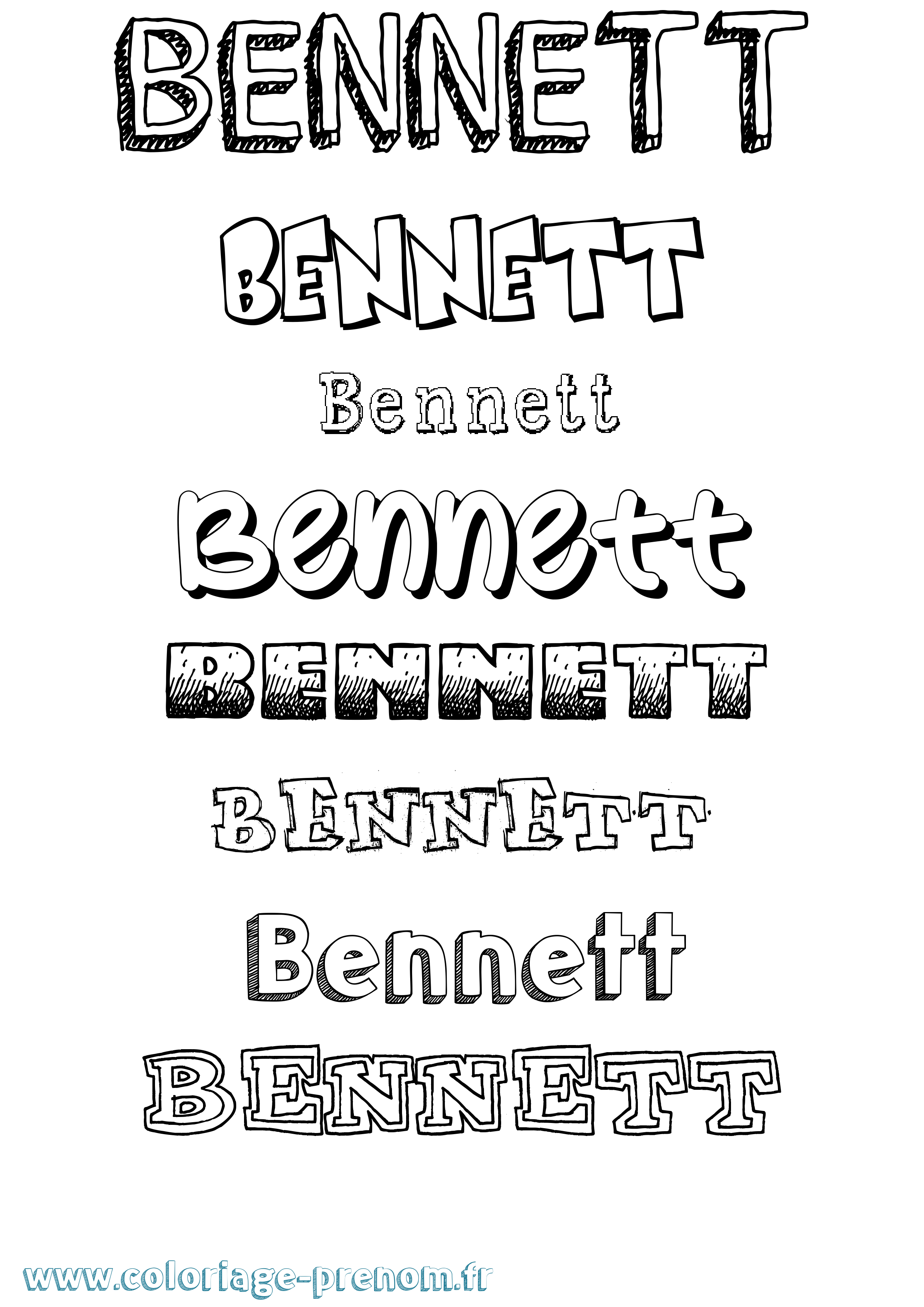 Coloriage Bennett Dessiné Coloriage prénom Bennett Dessiné