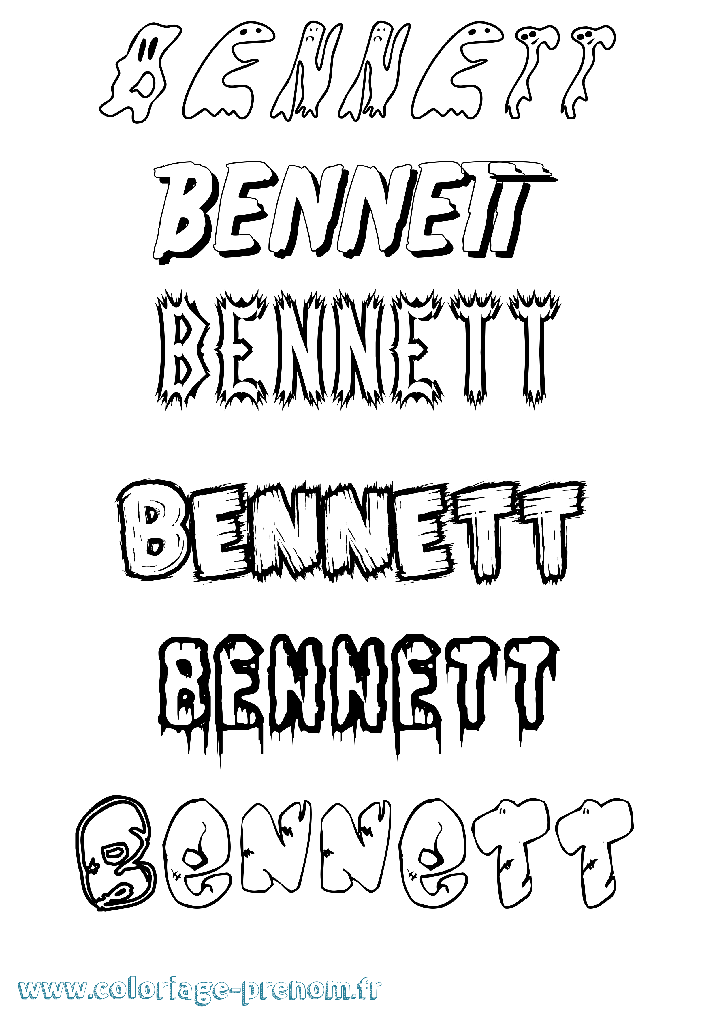 Coloriage Bennett Frisson Coloriage prénom Bennett Frisson
