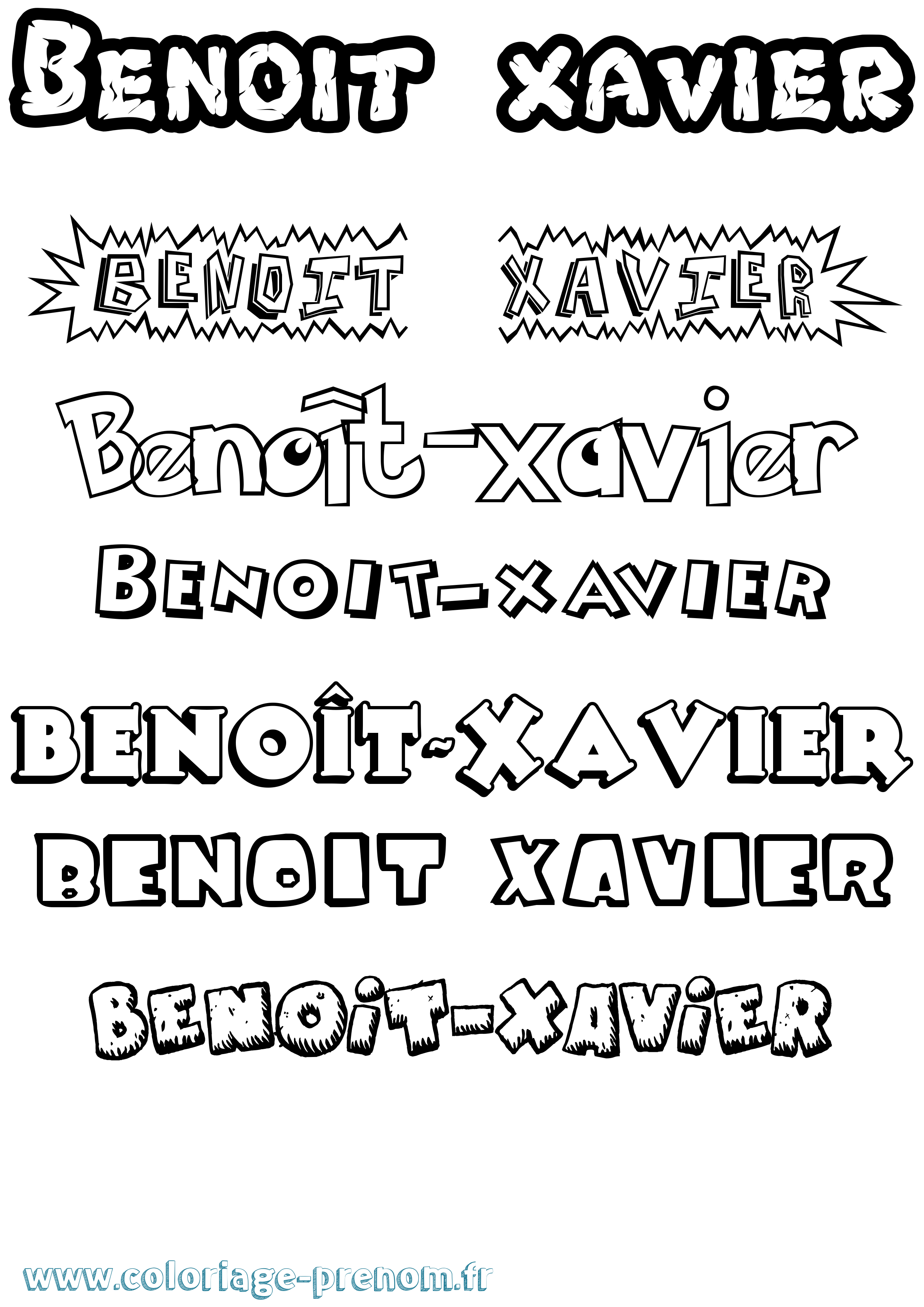 Coloriage Benoît-Xavier Dessin Animé Coloriage prénom Benoît-Xavier Dessin Animé