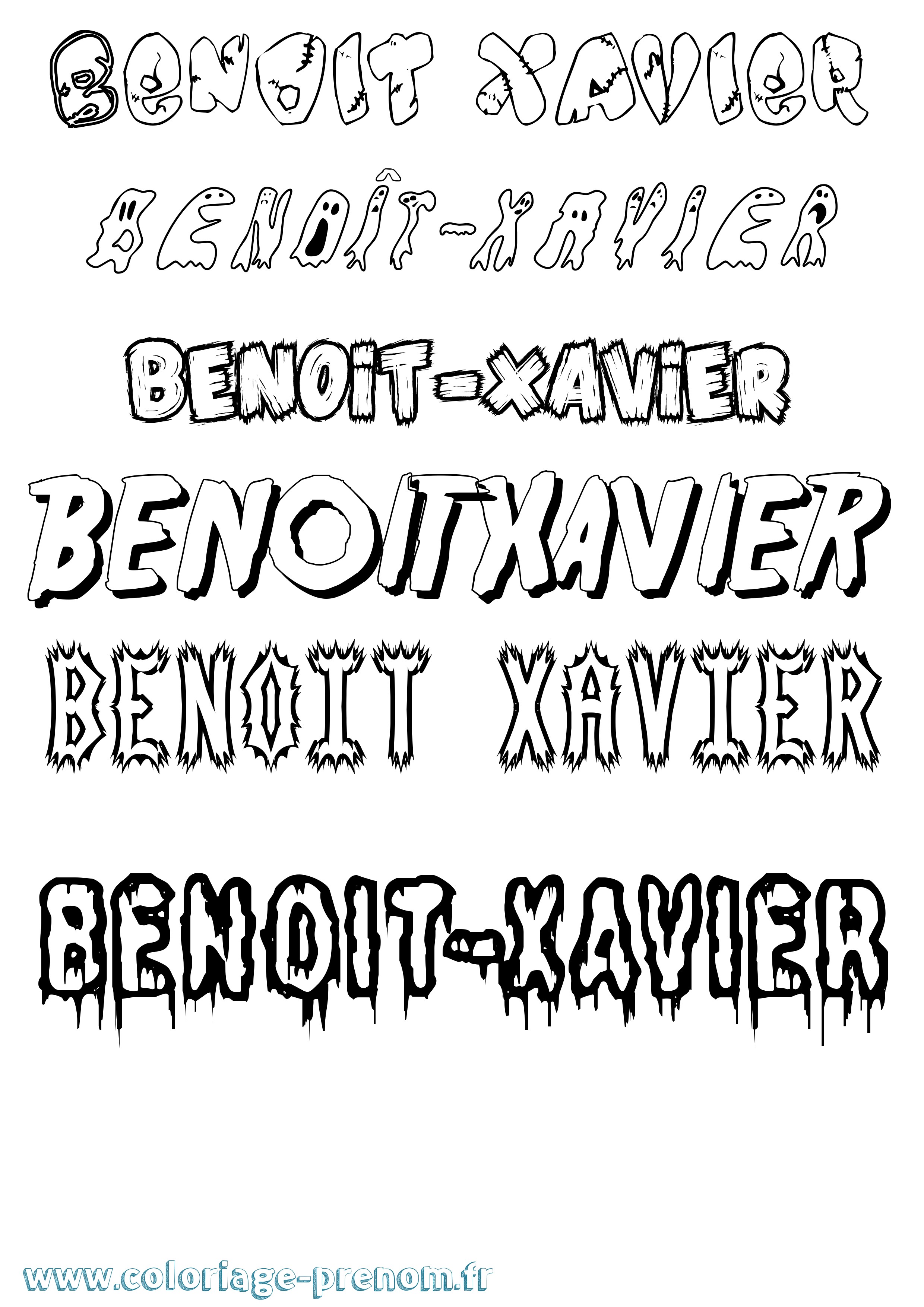Coloriage Benoît-Xavier Frisson Coloriage prénom Benoît-Xavier Frisson