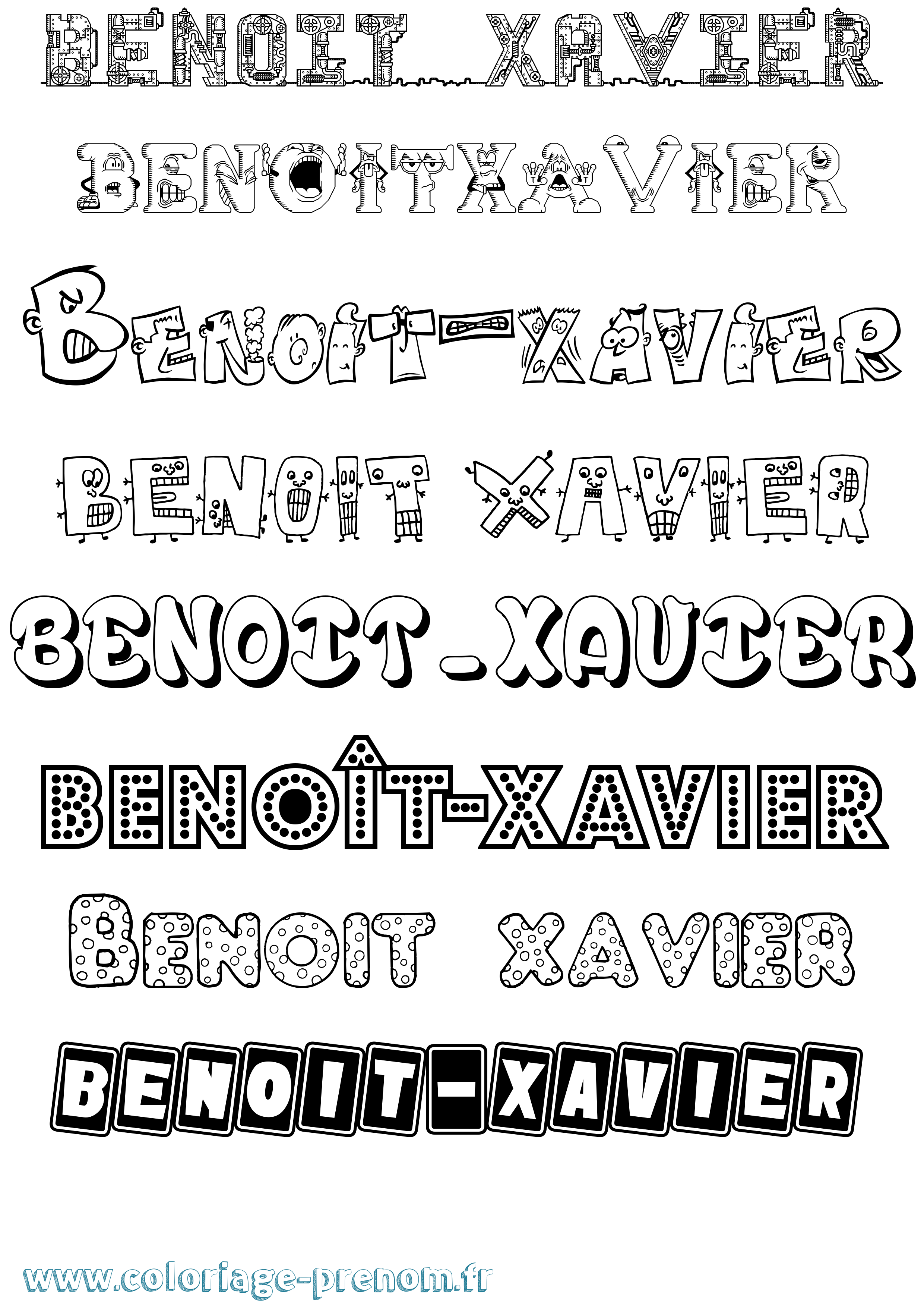 Coloriage Benoît-Xavier Fun Coloriage prénom Benoît-Xavier Fun