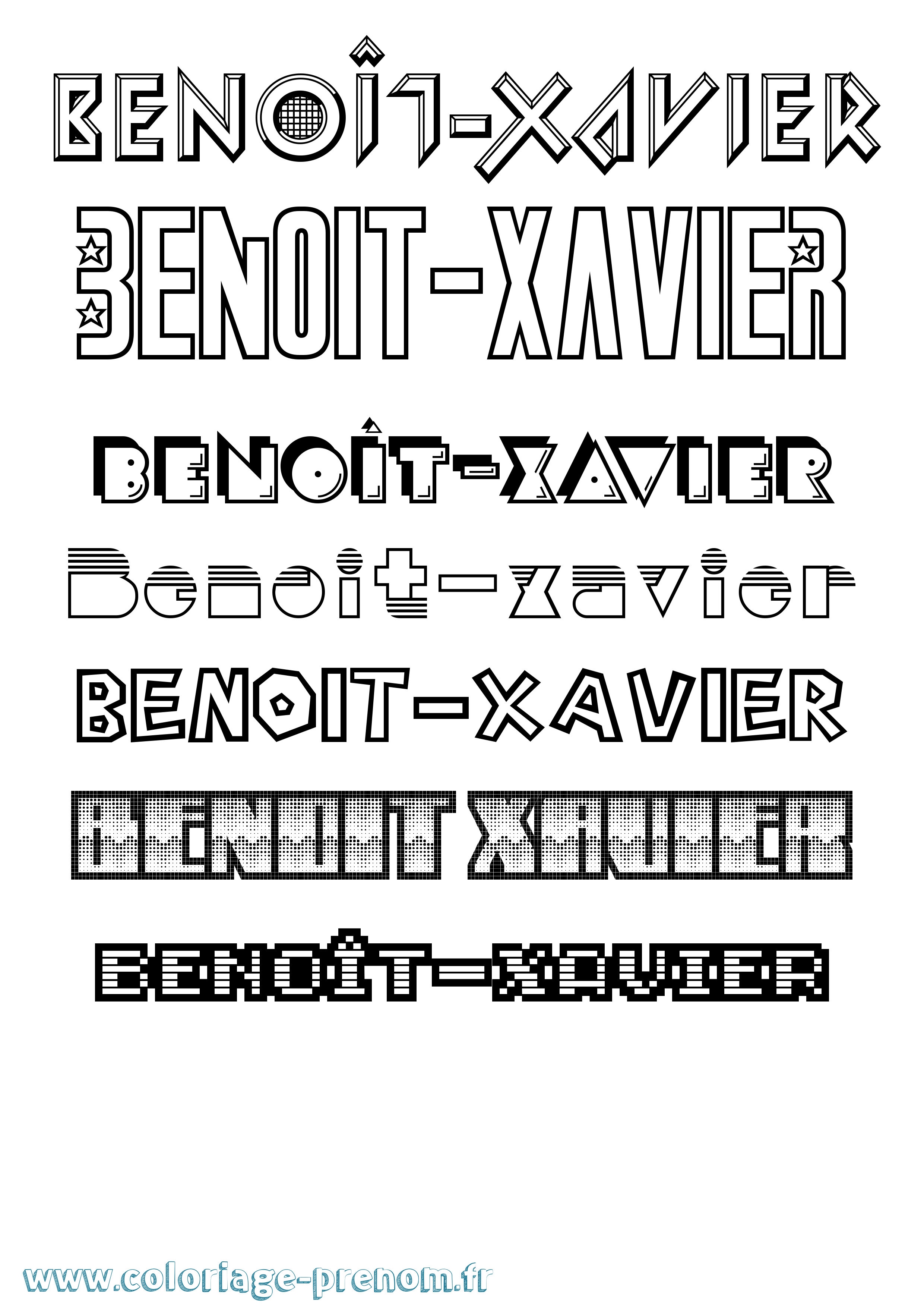 Coloriage Benoît-Xavier Jeux Vidéos Coloriage prénom Benoît-Xavier Jeux Vidéos