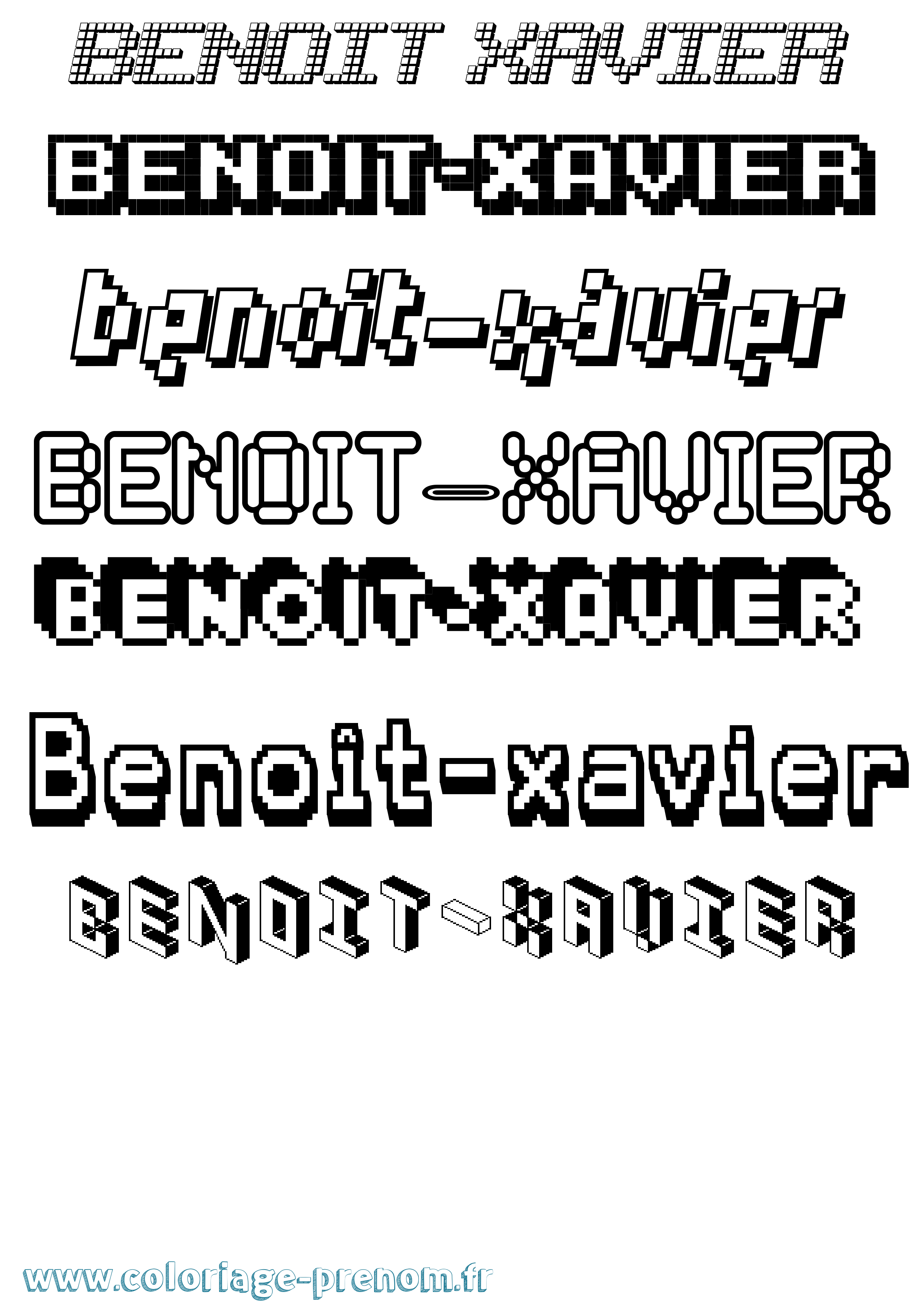 Coloriage Benoît-Xavier Pixel Coloriage prénom Benoît-Xavier Pixel