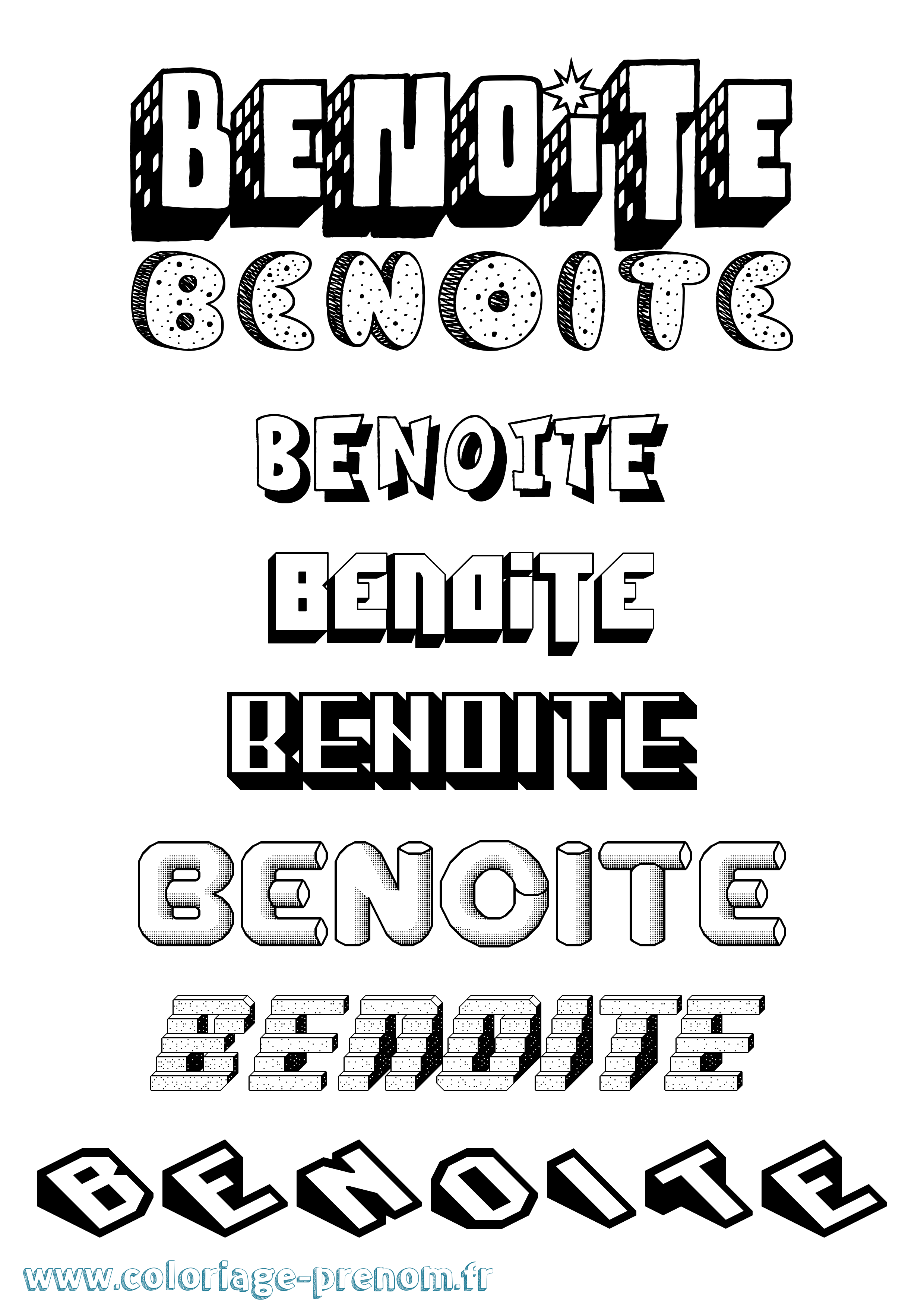 Coloriage Benoite Effet 3D Coloriage prénom Benoite Effet 3D