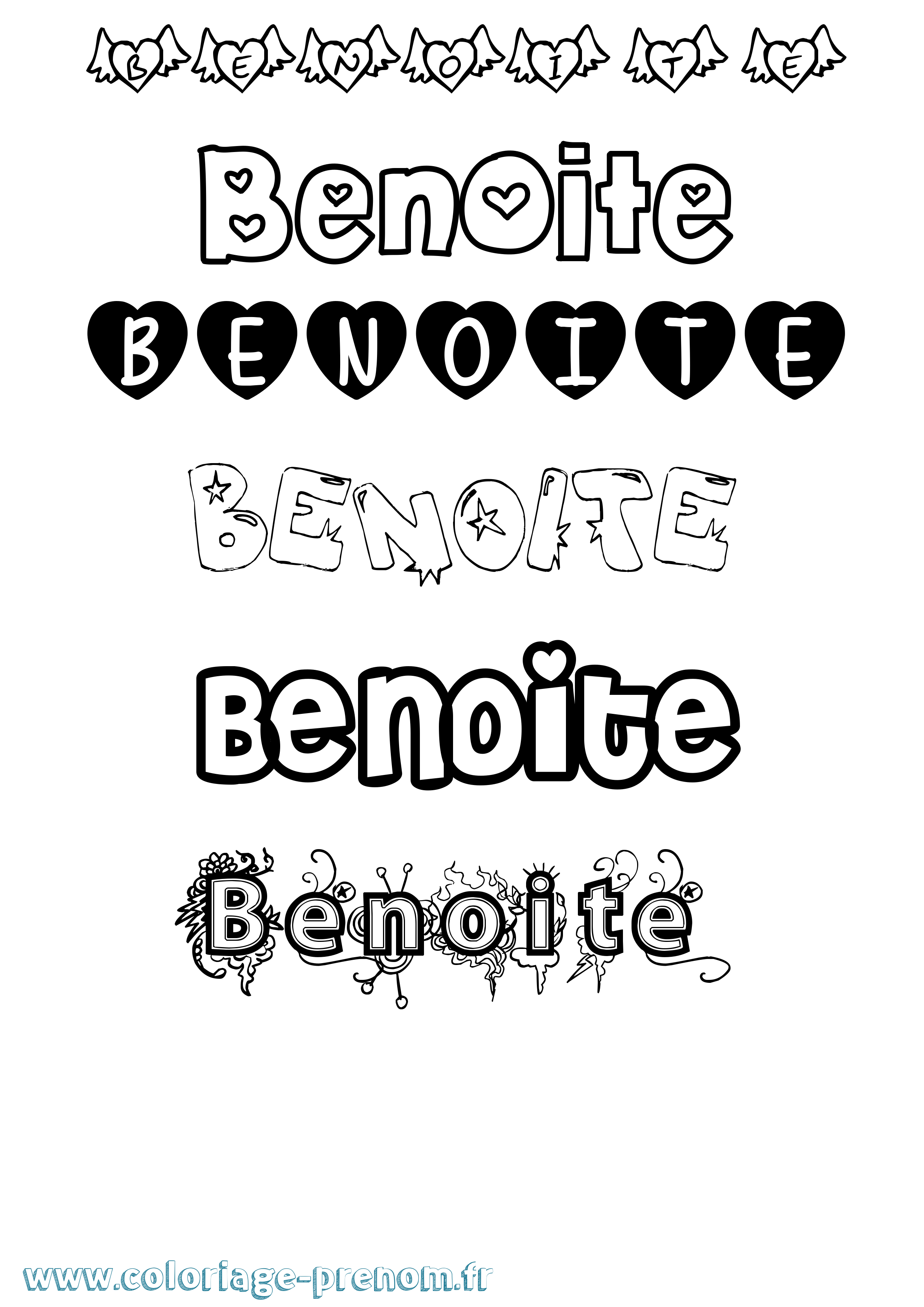 Coloriage Benoite Girly Coloriage prénom Benoite Girly