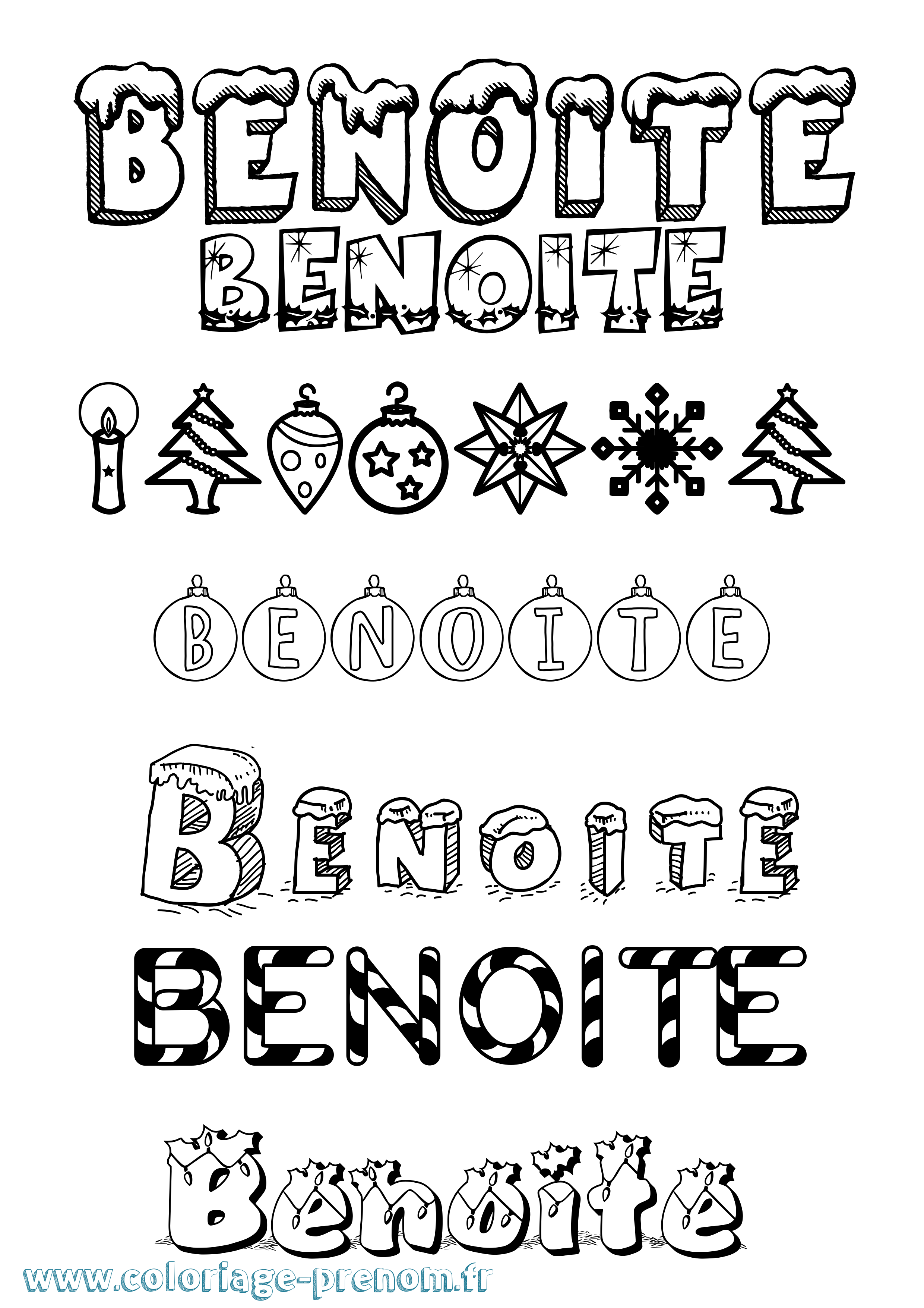 Coloriage Benoite Noël Coloriage prénom Benoite Noël