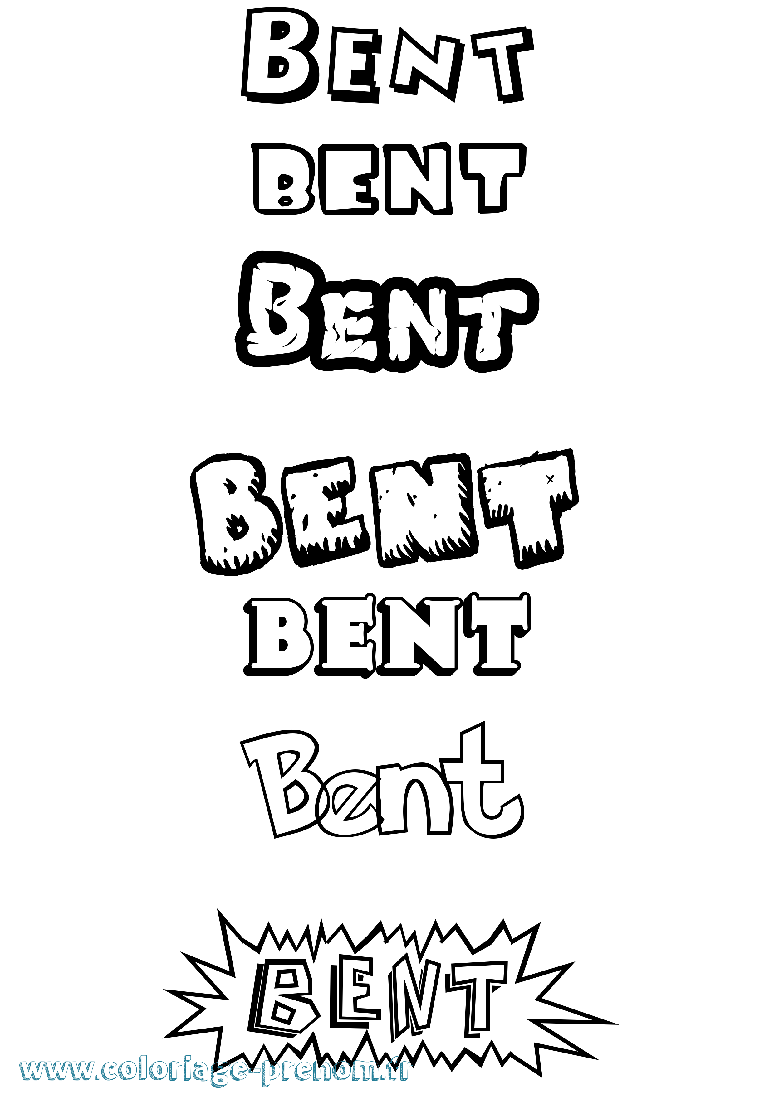 Coloriage Bent Dessin Animé Coloriage prénom Bent Dessin Animé