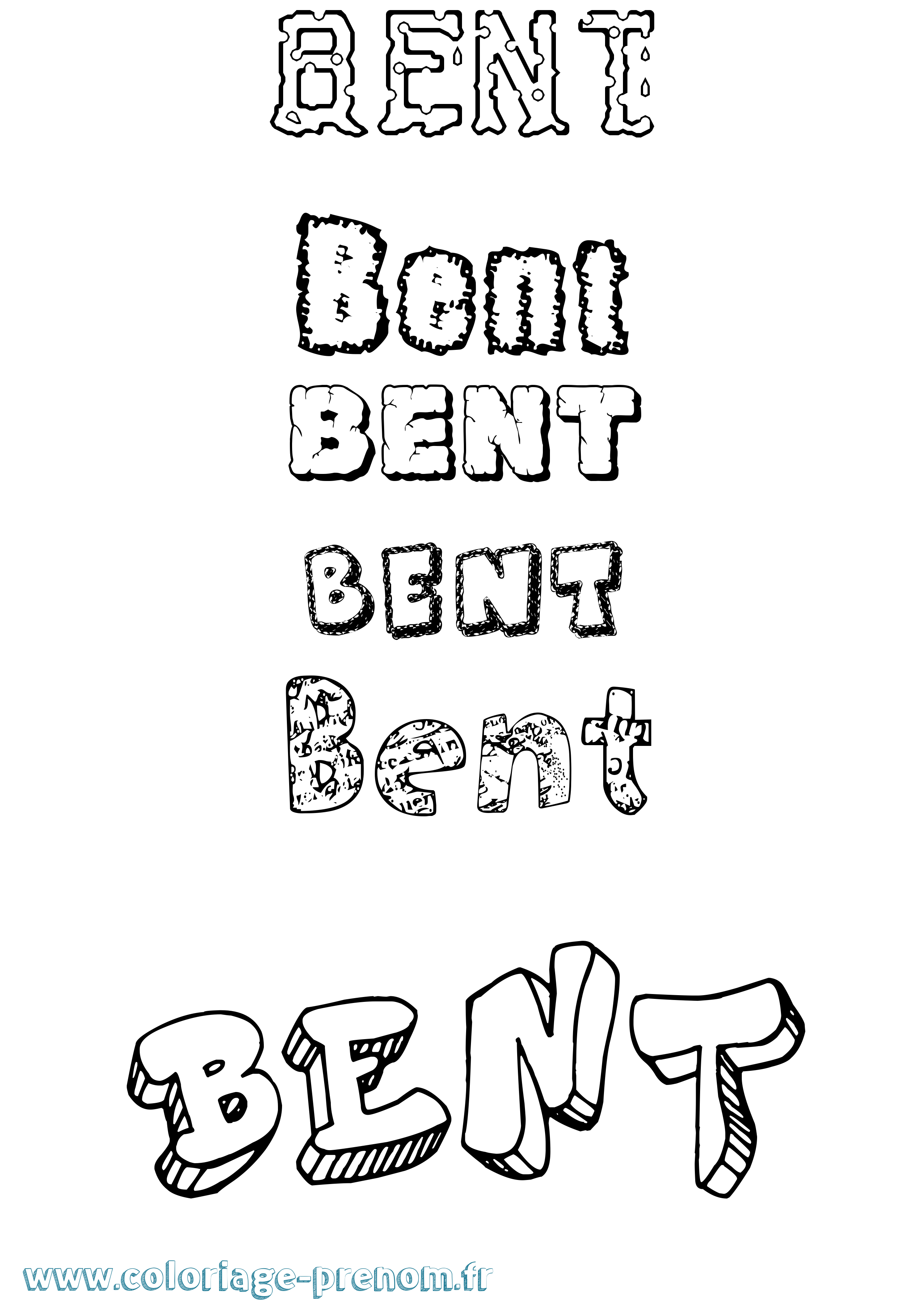 Coloriage Bent Destructuré Coloriage prénom Bent Destructuré