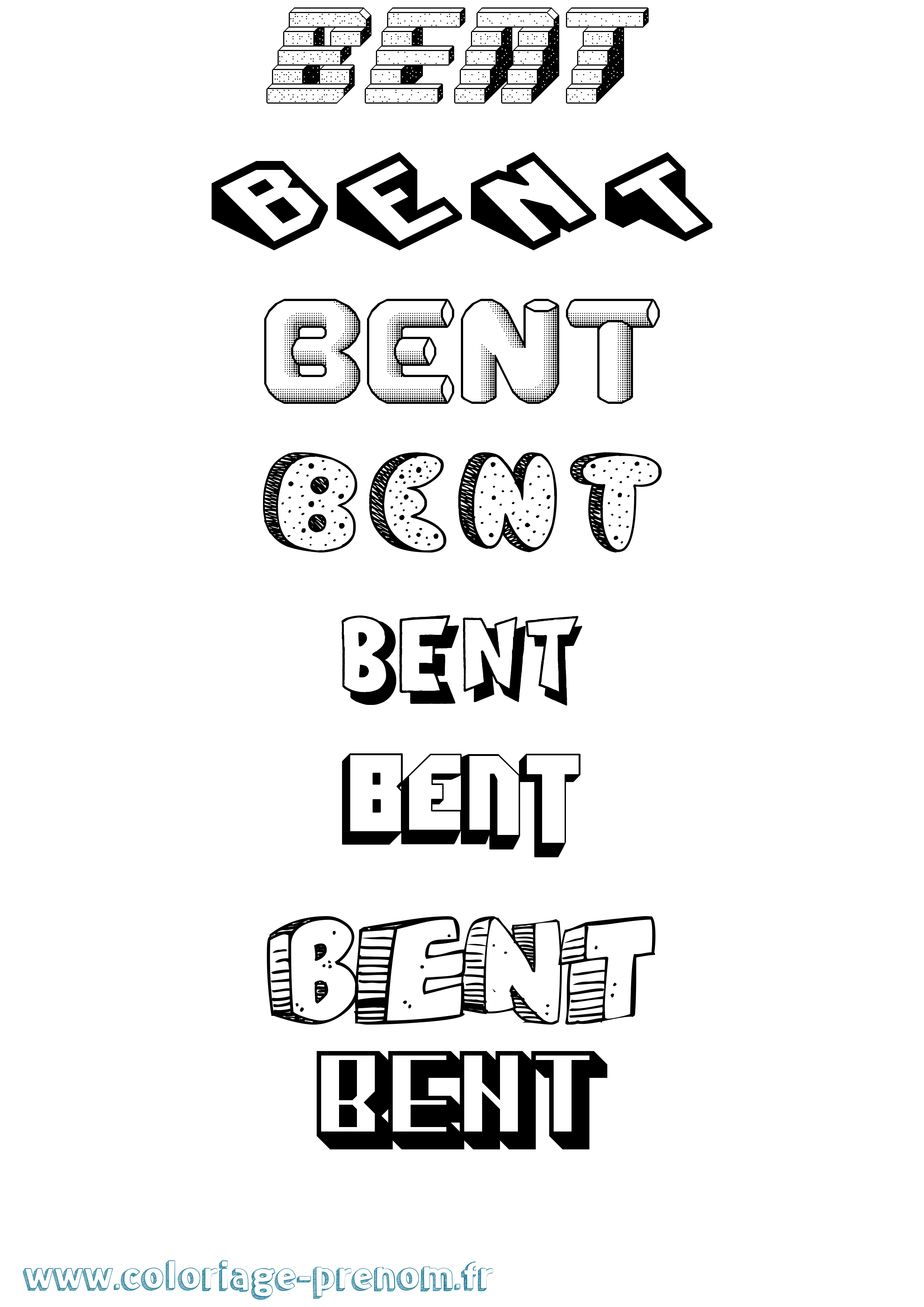 Coloriage Bent Effet 3D Coloriage prénom Bent Effet 3D
