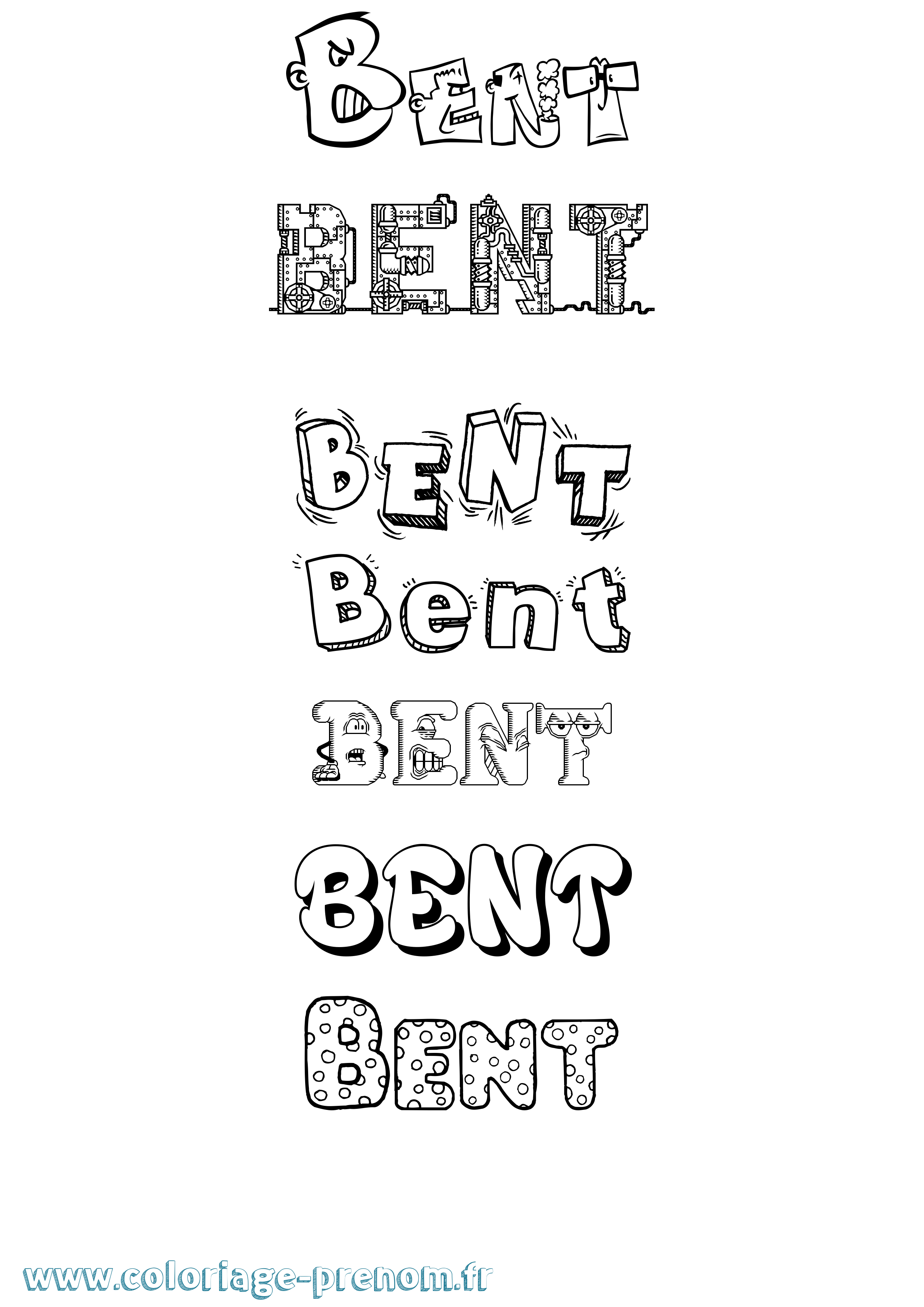 Coloriage Bent Fun Coloriage prénom Bent Fun