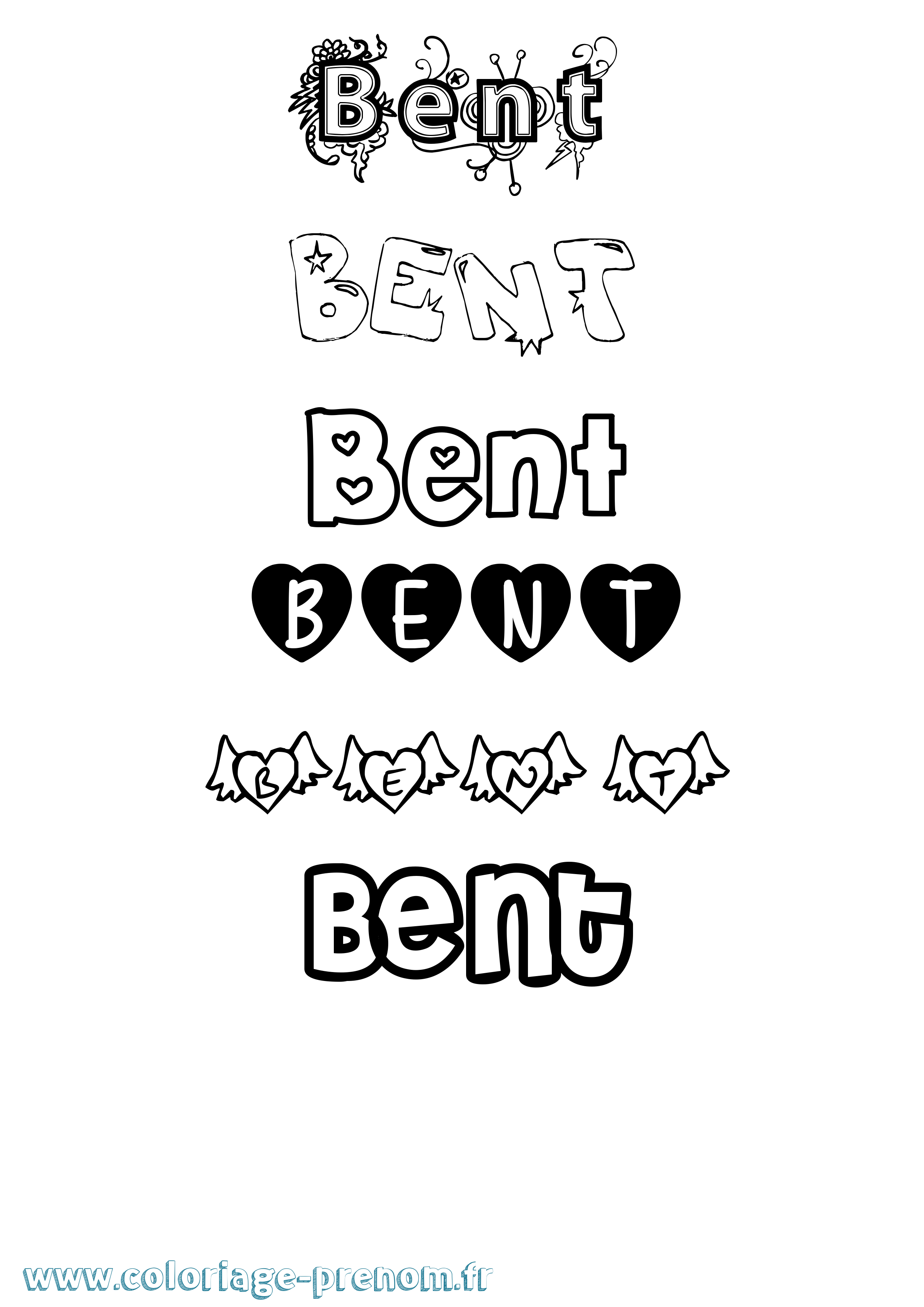 Coloriage Bent Girly Coloriage prénom Bent Girly