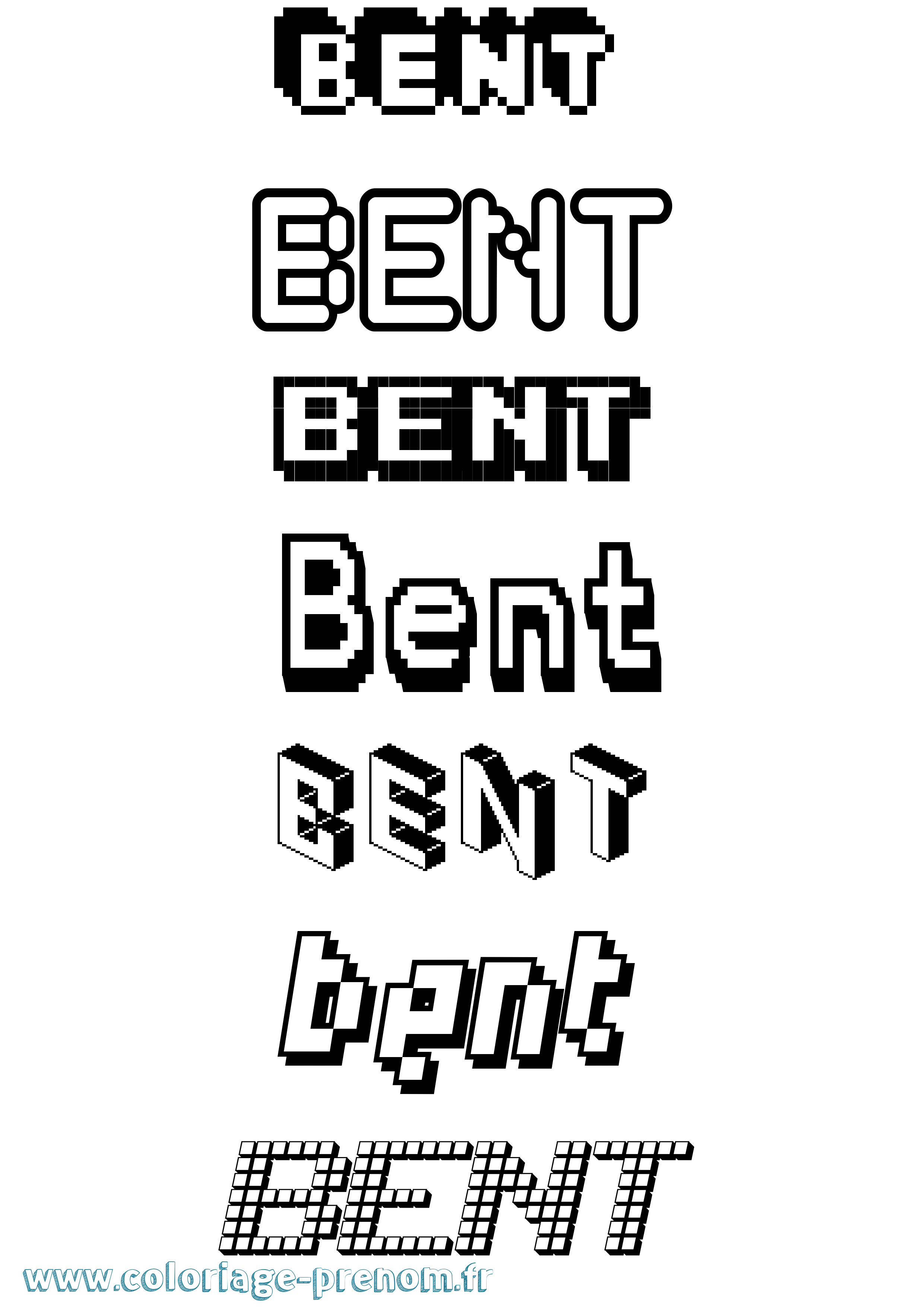 Coloriage Bent Pixel Coloriage prénom Bent Pixel
