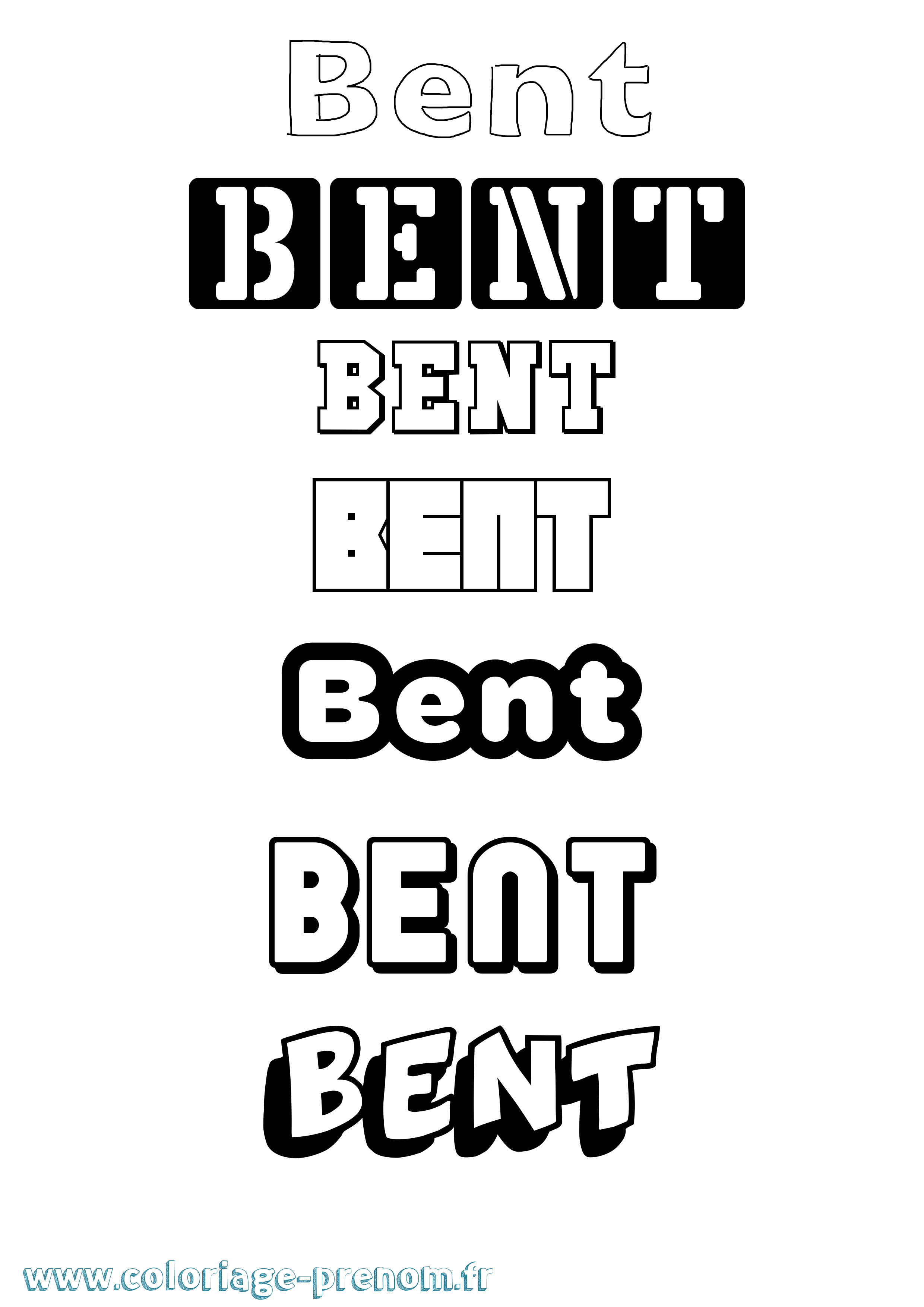 Coloriage Bent Simple Coloriage prénom Bent Simple