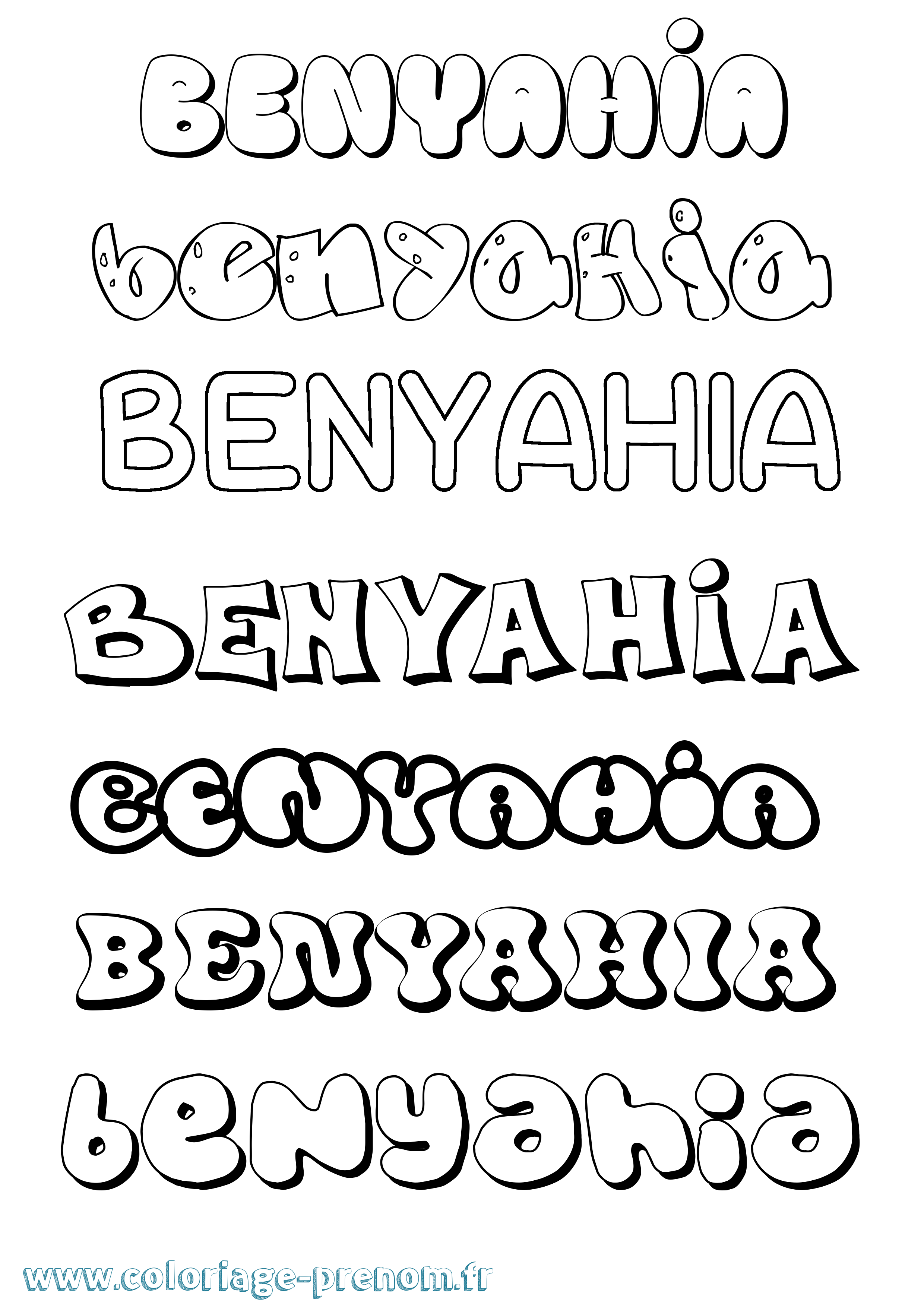 Coloriage Benyahia Bubble Coloriage prénom Benyahia Bubble