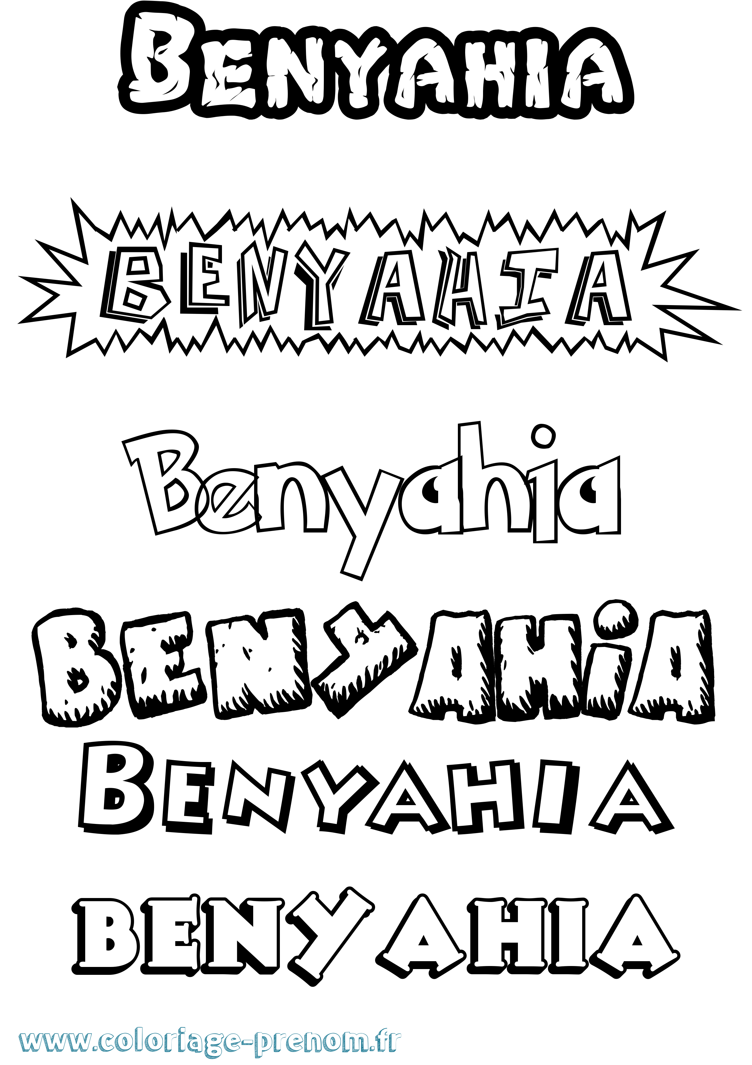 Coloriage Benyahia Dessin Animé Coloriage prénom Benyahia Dessin Animé