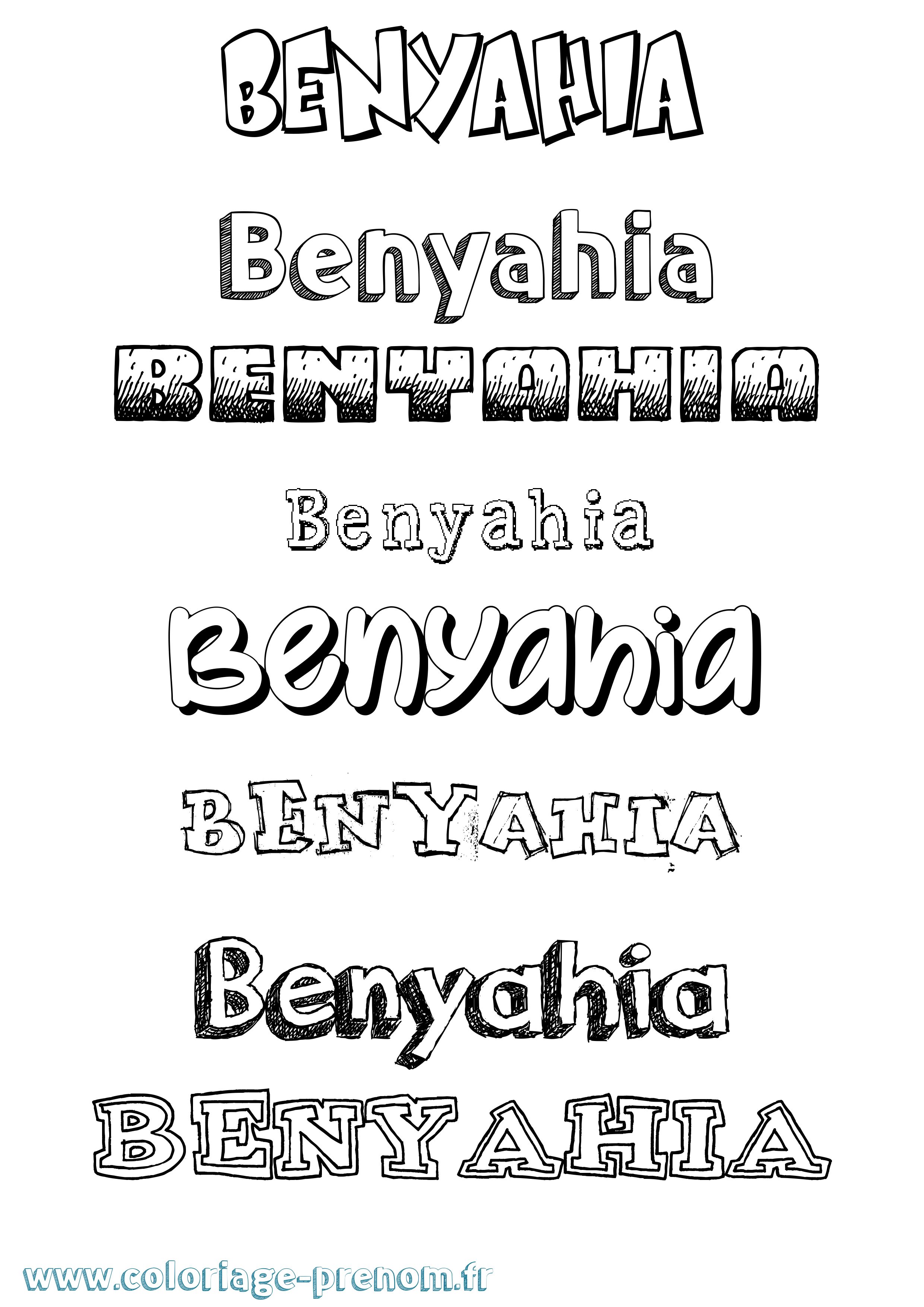 Coloriage Benyahia Dessiné Coloriage prénom Benyahia Dessiné