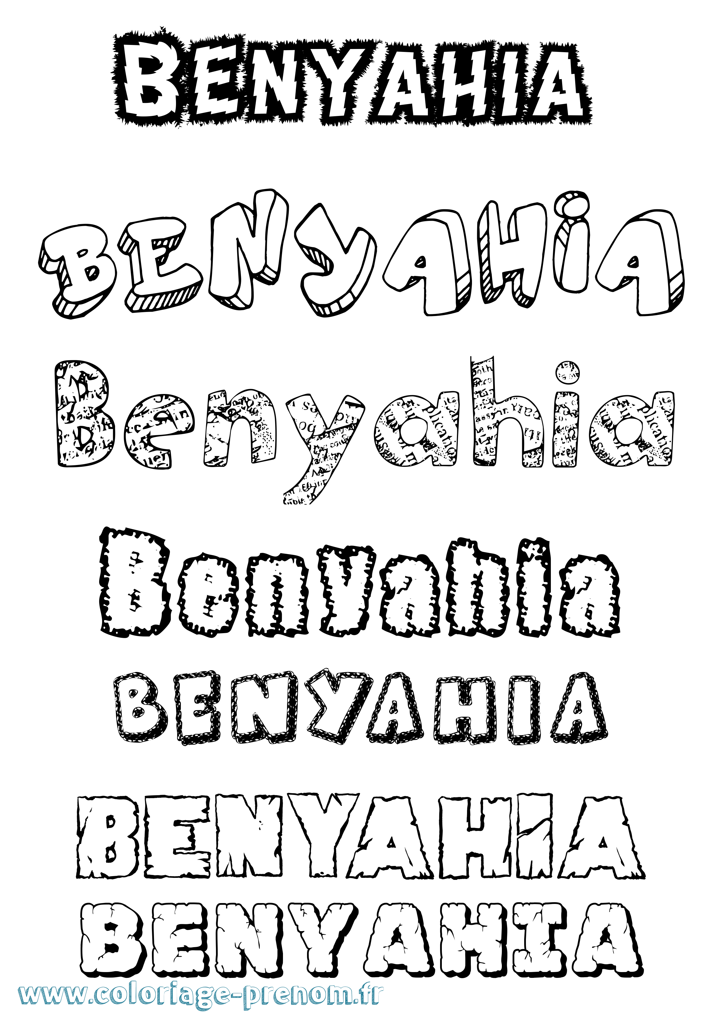 Coloriage Benyahia Destructuré Coloriage prénom Benyahia Destructuré