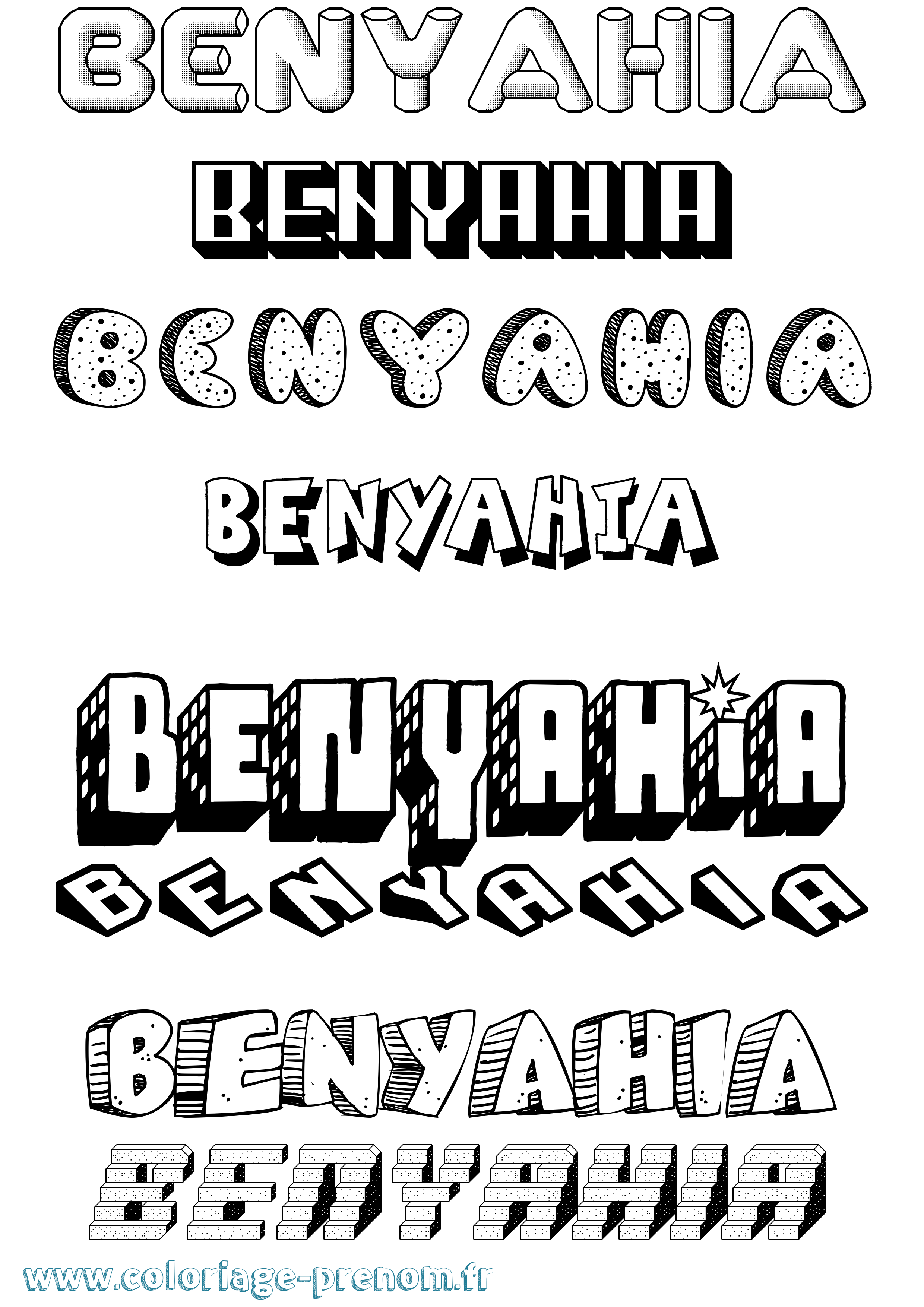 Coloriage Benyahia Effet 3D Coloriage prénom Benyahia Effet 3D