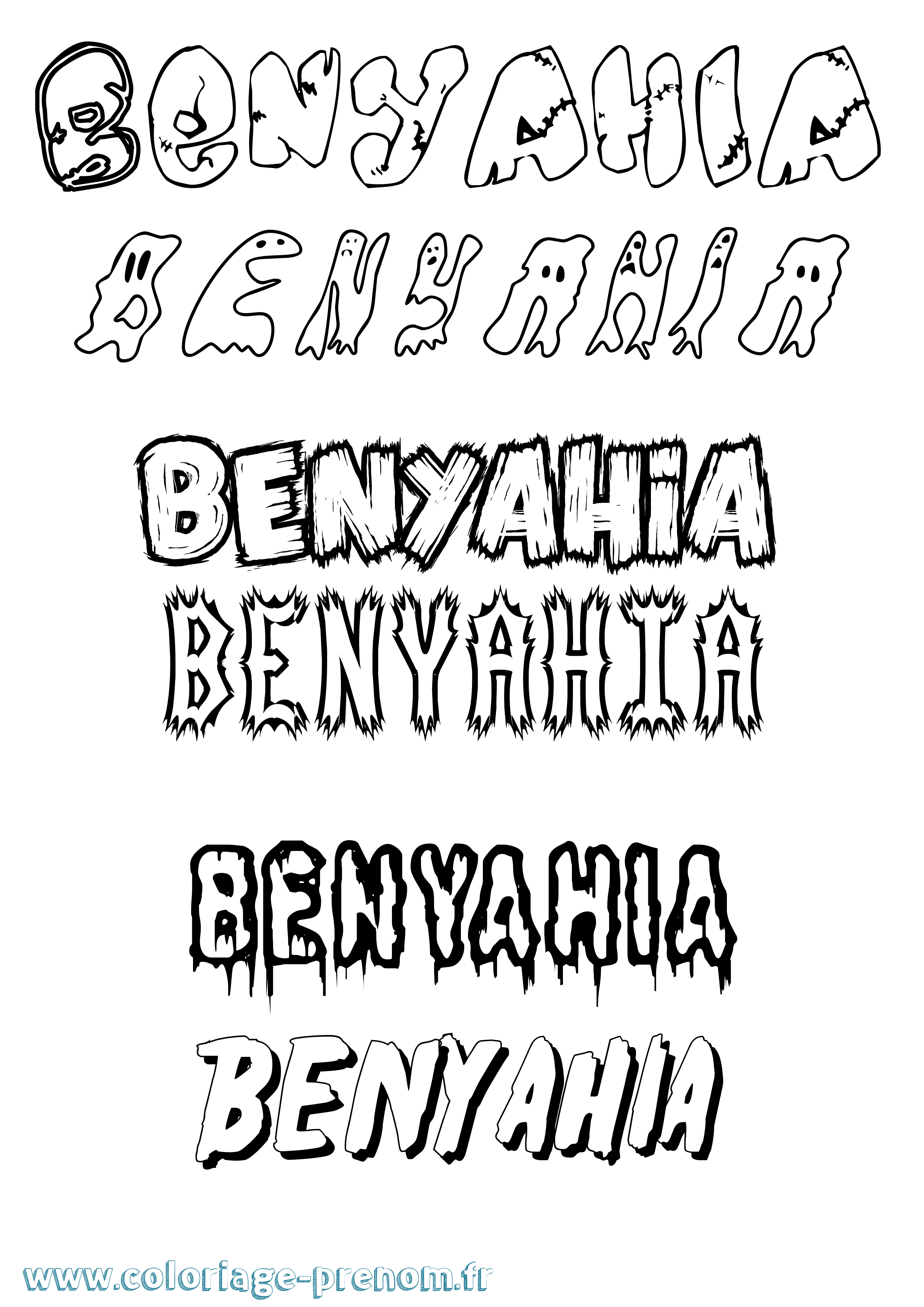 Coloriage Benyahia Frisson Coloriage prénom Benyahia Frisson