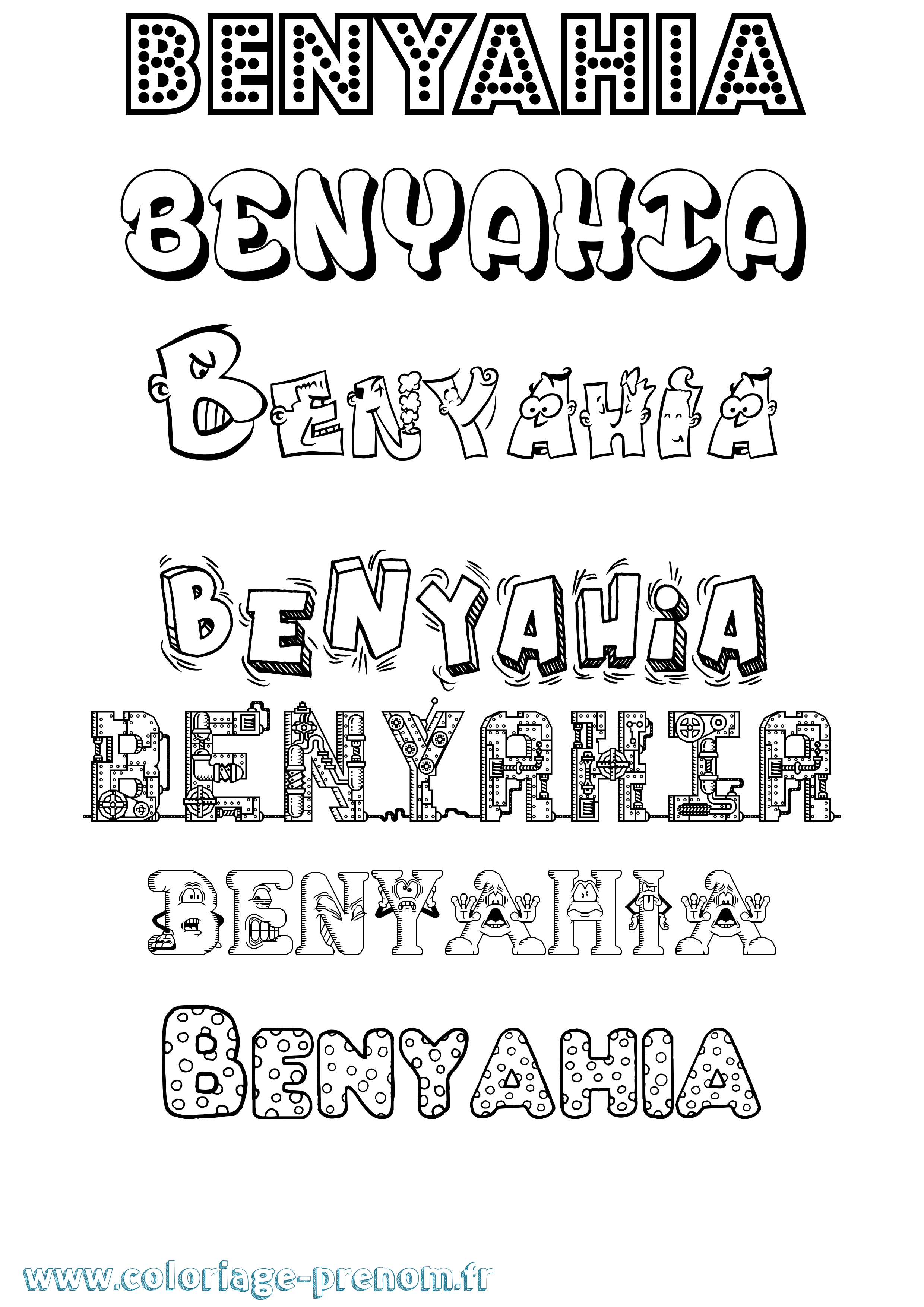 Coloriage Benyahia Fun Coloriage prénom Benyahia Fun