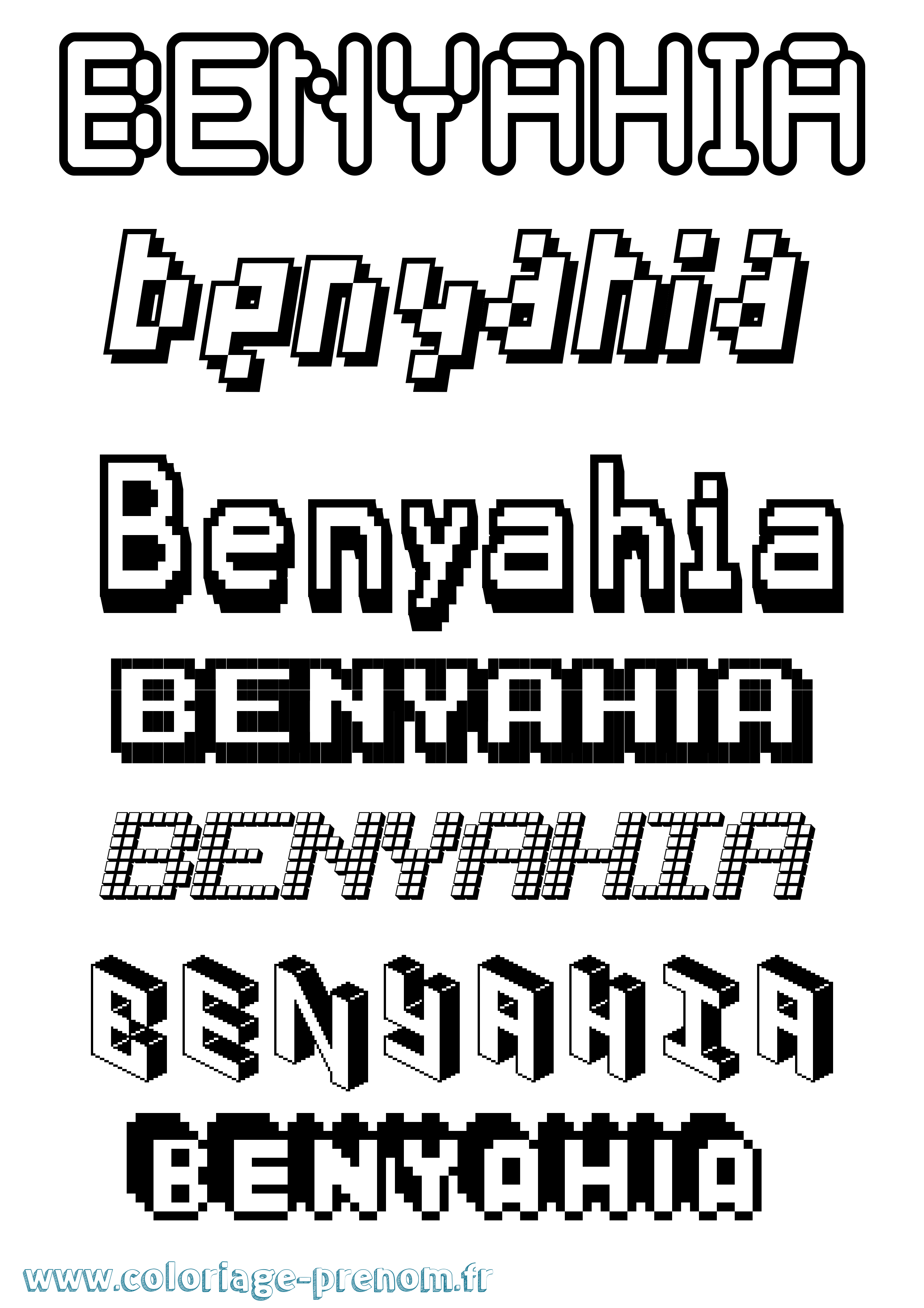 Coloriage Benyahia Pixel Coloriage prénom Benyahia Pixel