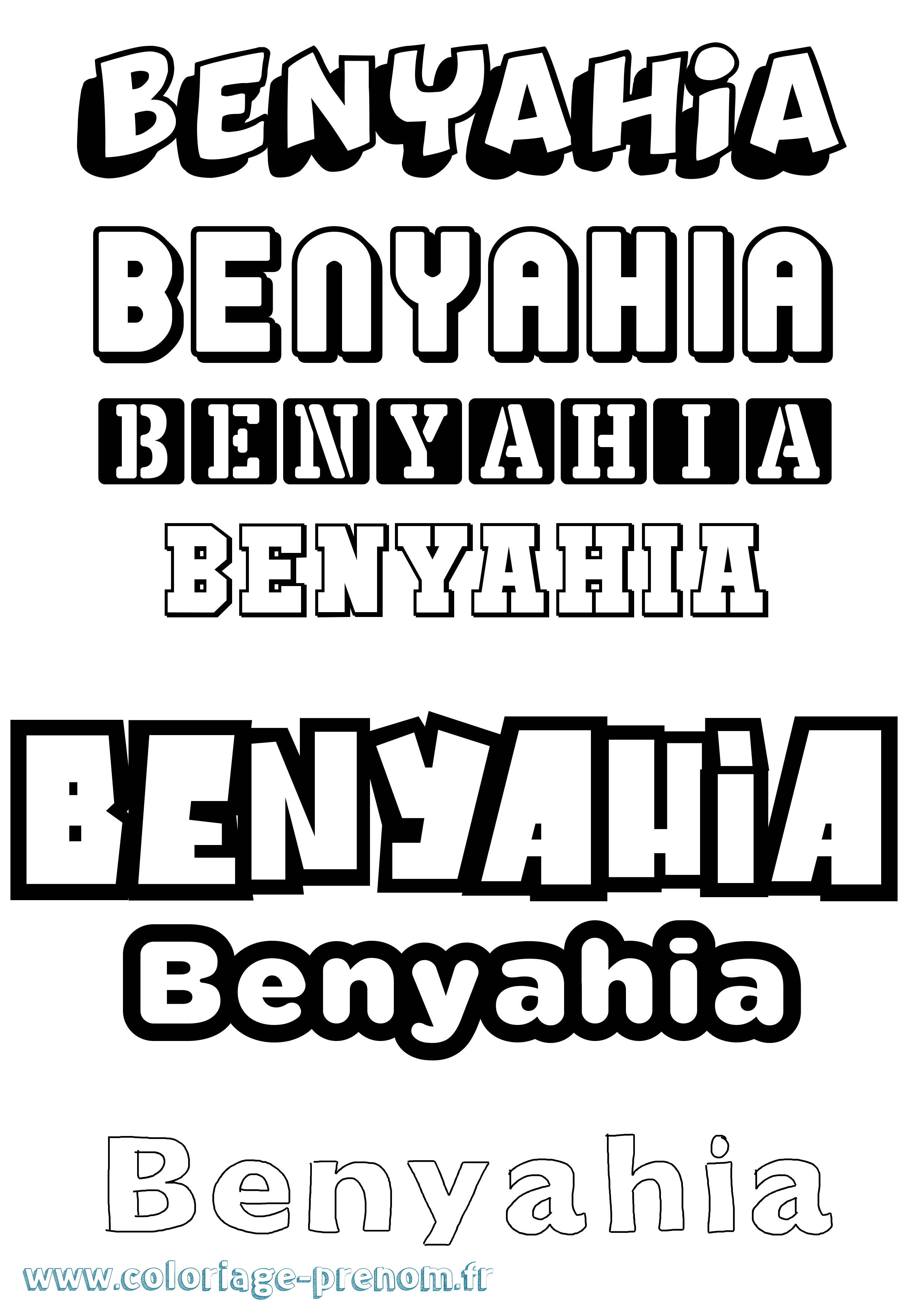 Coloriage Benyahia Simple Coloriage prénom Benyahia Simple