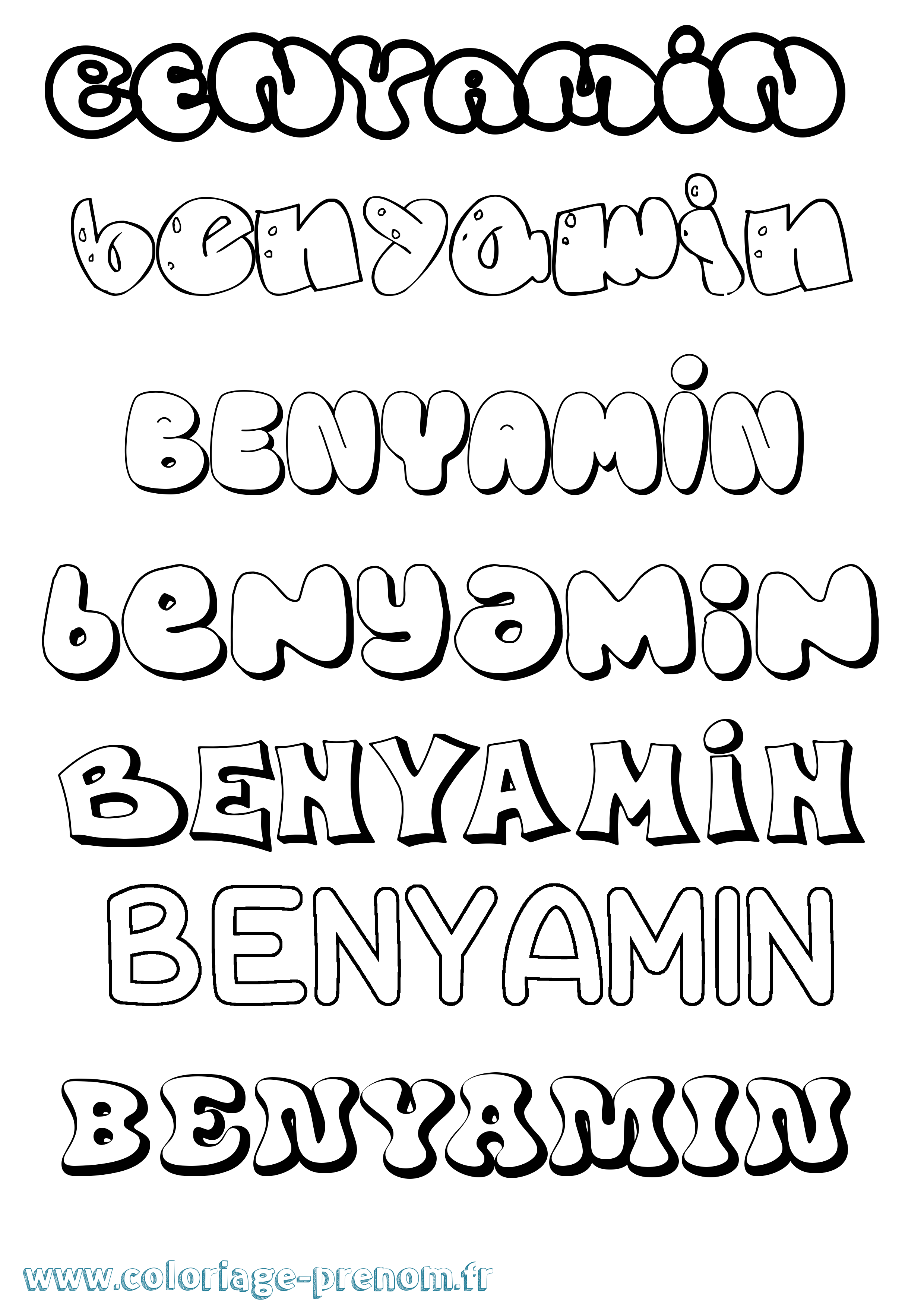 Coloriage Benyamin Bubble Coloriage prénom Benyamin Bubble