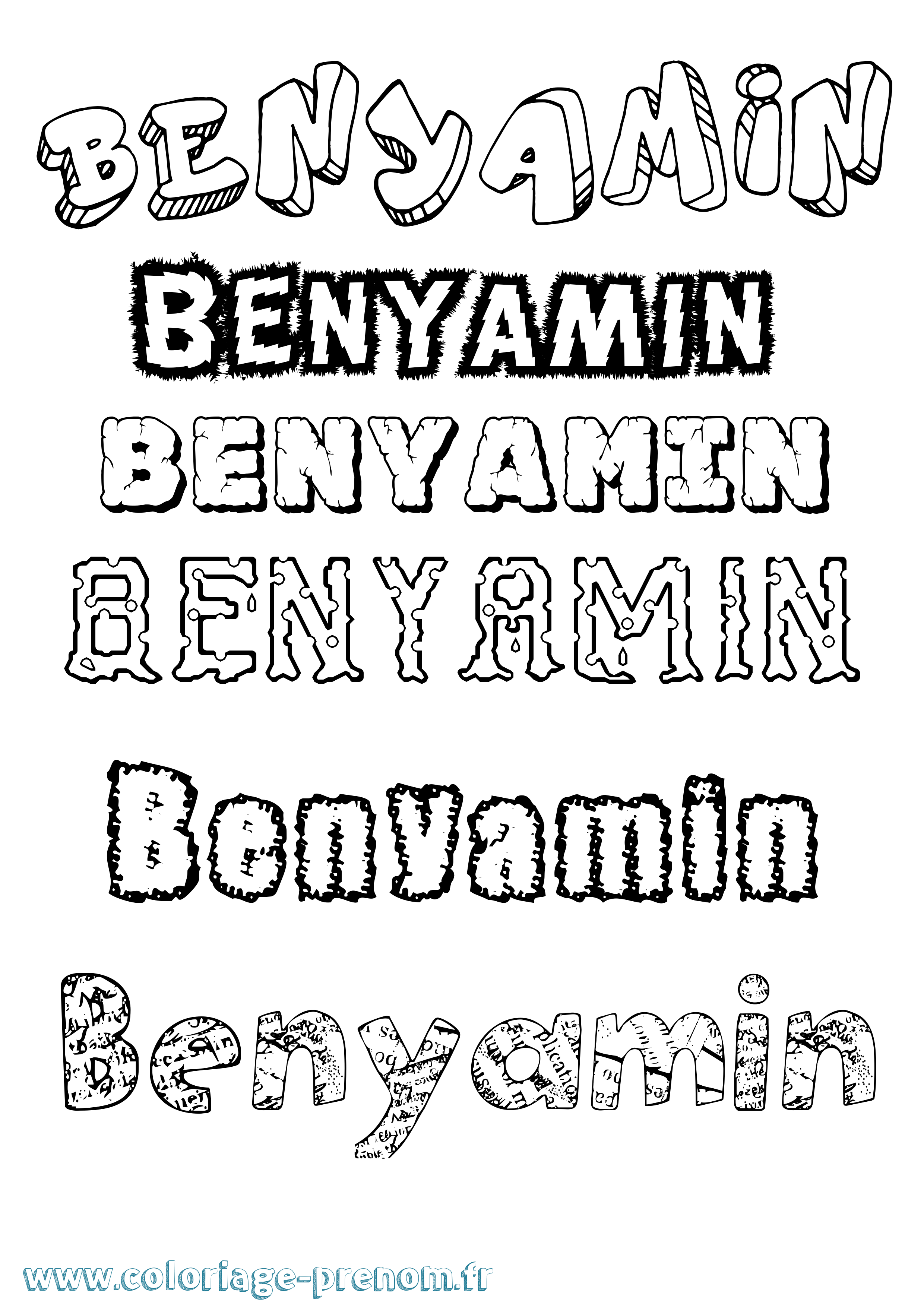 Coloriage Benyamin Destructuré Coloriage prénom Benyamin Destructuré